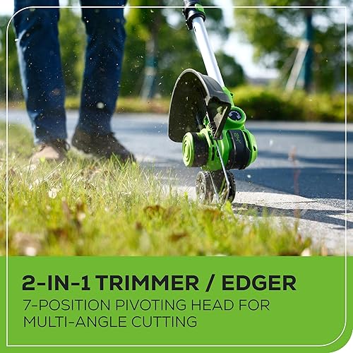 Miniatura 10 de Greenworks Cortacésped inalámbrico sin escobillas de 40 V y 16 pulgadas (empuje) + soplador (350 CFM) + recortadora de cuerda de 13 pulgadas