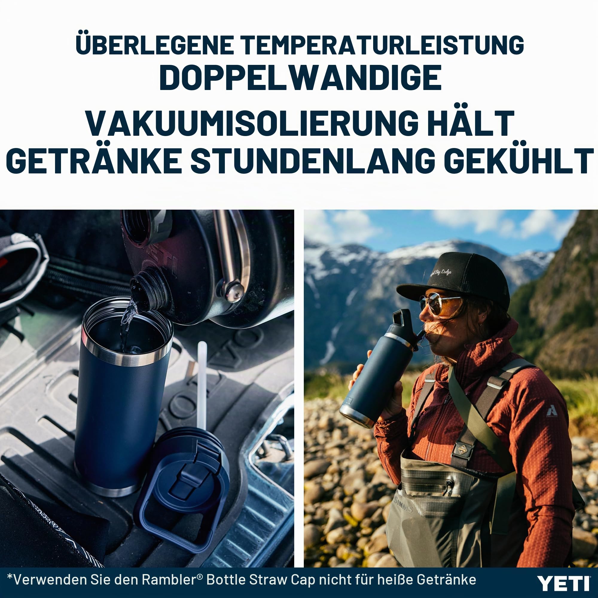 YETI Rambler Flasche Mit Trinkhalmdeckel, Black, 26 oz (769 ml)