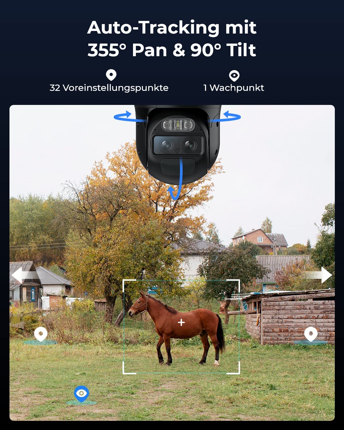 Reolink 4K 3G/4G LTE Solar Überwachungskamera mit SIM Karte, KI-Erkennung | Auto-Tracking & Auto-Zoom, Dual-Lens, 8MP PTZ Akku Kamera Outdoor mit 30m Farbnachtsicht, TrackMix LTE+6W Solarpanel