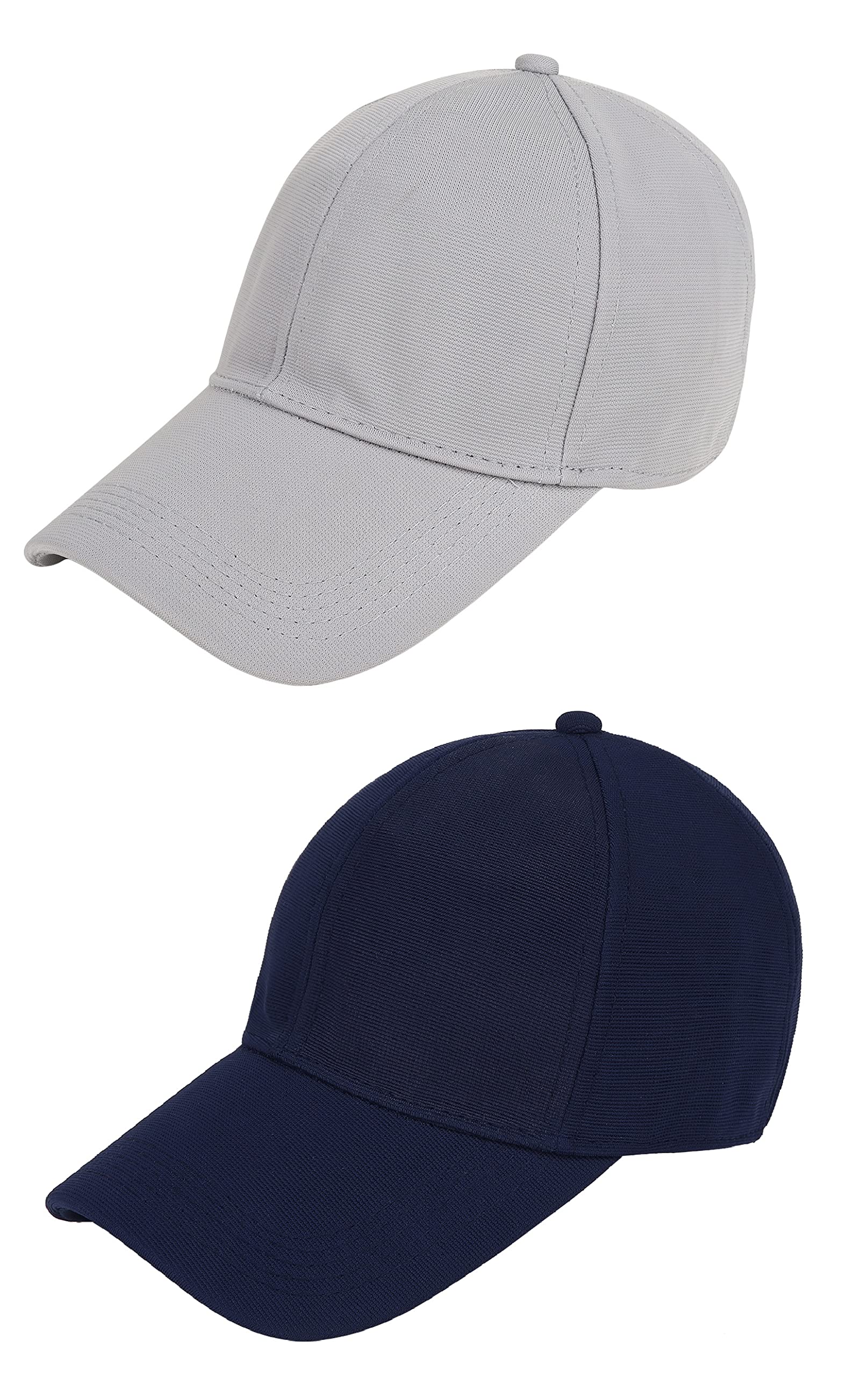 zacharias Men's Polycotton Flexi Stretch Fit Closed Back Cap FC-01 (Light-Grey-Navy_Pack of 2) (Free Size)-picture-10
