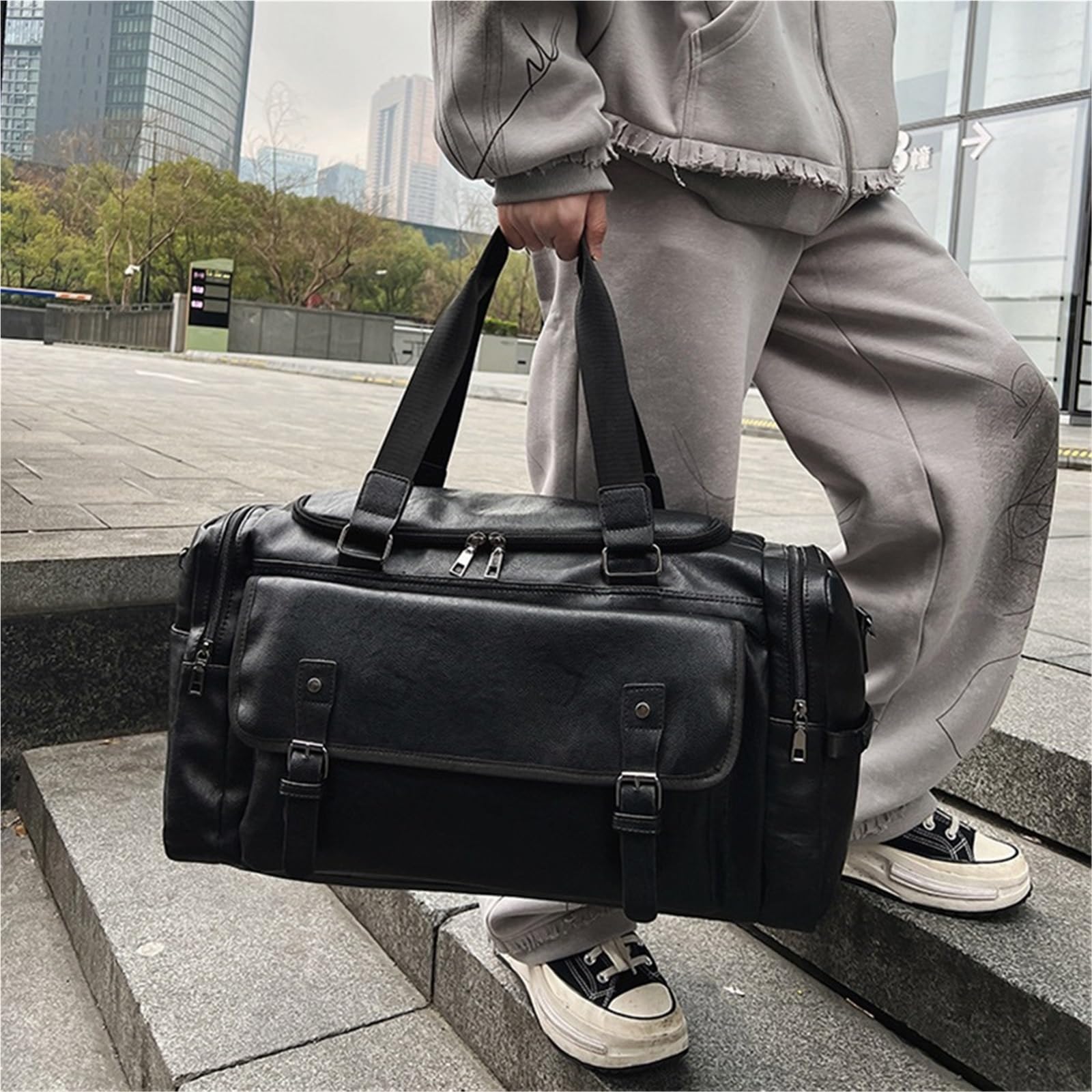 Torba podróżna, weekendowy bagaż podróżny, torba na ramię, torba typu crossbody z miejscem na buty(Brown)
