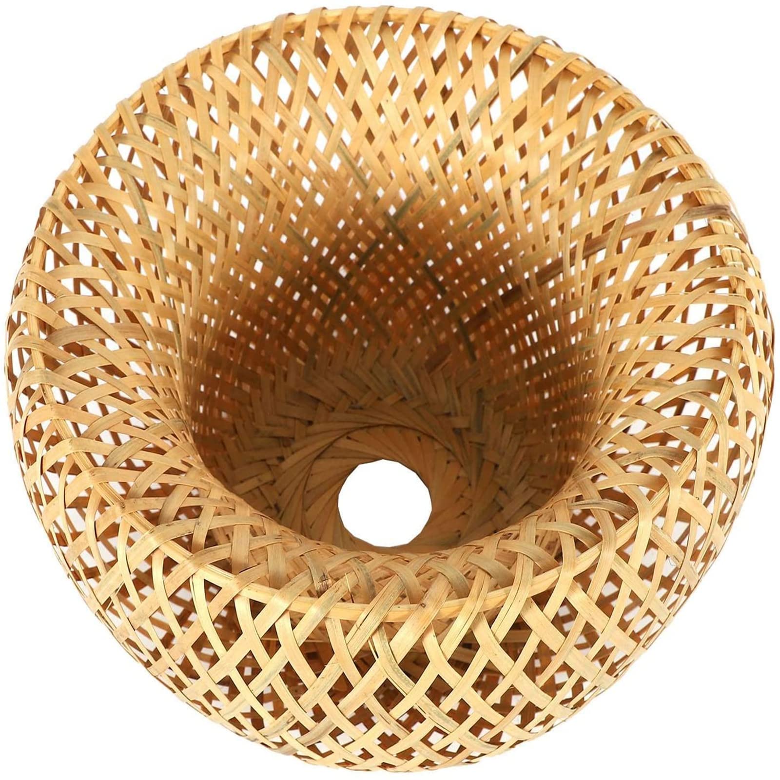 bakebk bamboo wicker rattan lampshade hand-woven double layer bamboo dome lampshade asian rustic japanese lamp design, 30*30*18cm