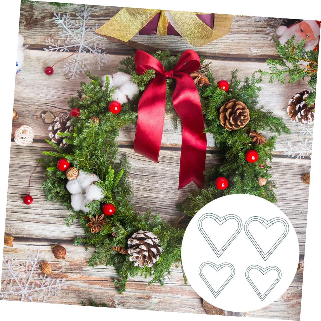 Cabilock 2 Sätze Kranz Gold Flaggen Quastengirlande Heimwerken Wanddekoration Aus Korbgeflecht Künstliche Blüten Artificial Flower Гирлянда Eisenrahmen Girlande DIY Rahmen Green 4 Stück * 2