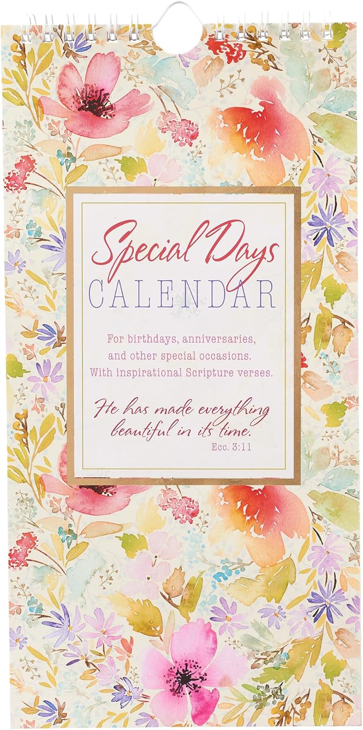 Christian Art Gifts Special Days Perpetual Calendar w/Scripture He Has Made Everything Beautiful Ecclesiastes 3:11, Pink Floral Christian Art Gifts Special Days Perpetual Calendar w/Scripture He Has Made Everything Beautiful Ecclesiastes 3:11, Pink Floral