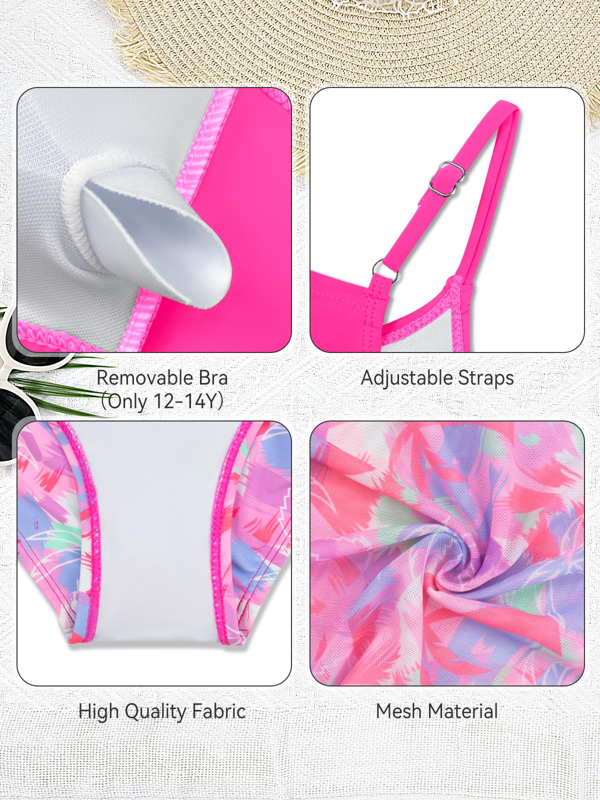 SHEKINI Costume da bagno a vita alta, 3 pezzi, con stampa