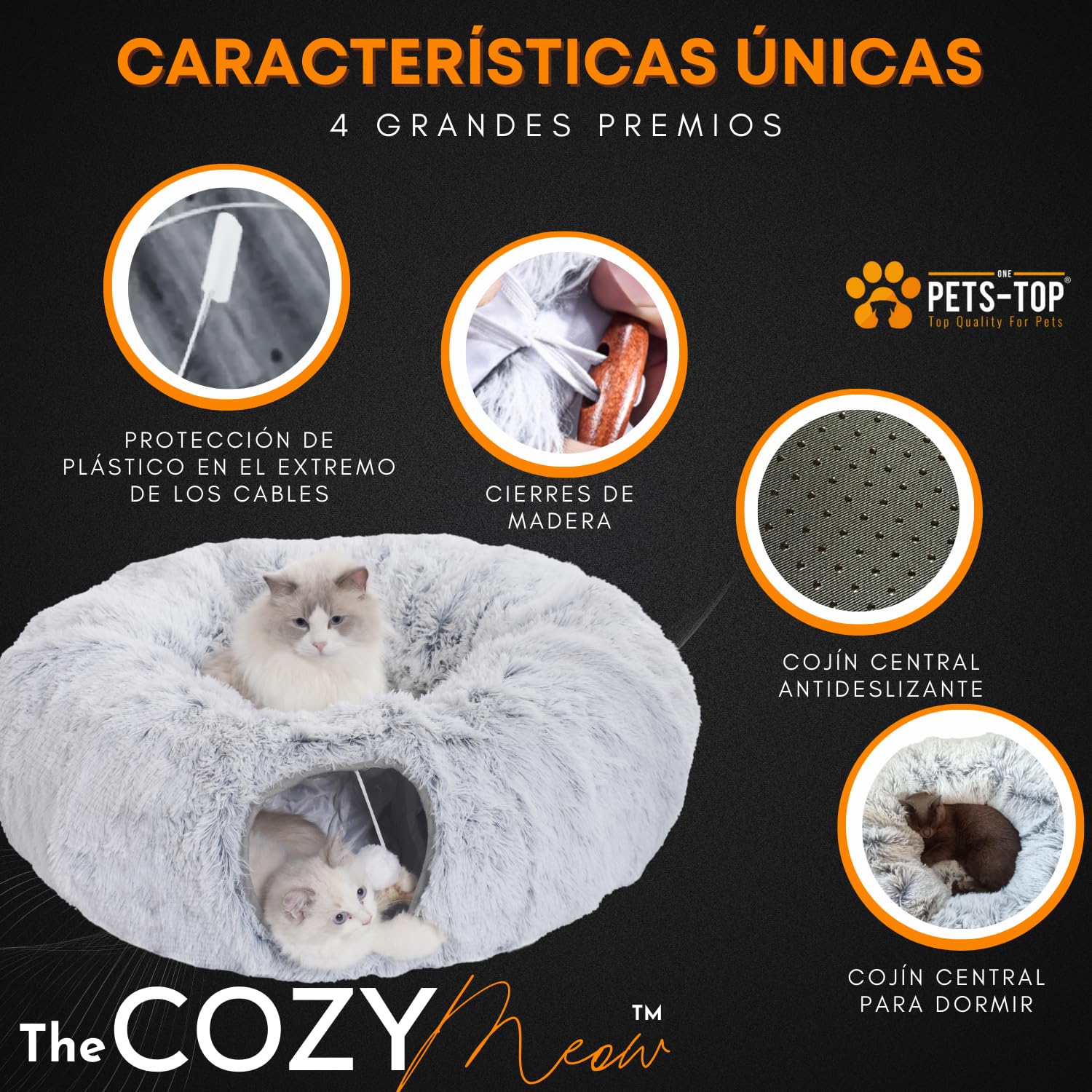 One PETS-TOP Tunel para Gatos Plegable con Juguetes - Ideal para Interior y Exterior - Diversión y Ejercicio - Tubos y Túneles de Juego para Gato y Conejos - Tunel Gatos Exterior Grande