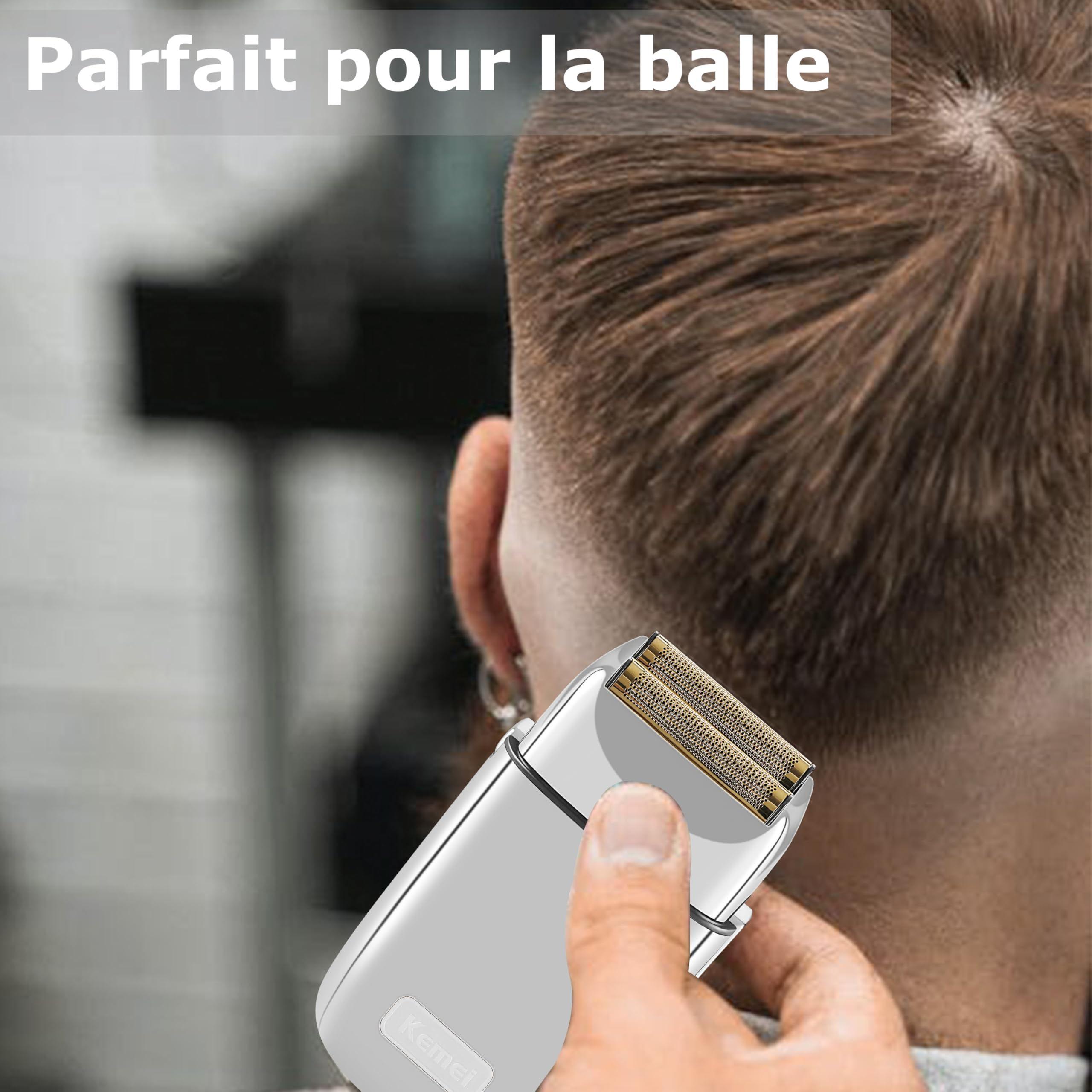 KEMEI TX1S Rasoir électrique sans fil en métal double feuille pour homme | Rechargeable de type C pour le rasage humide et sec
