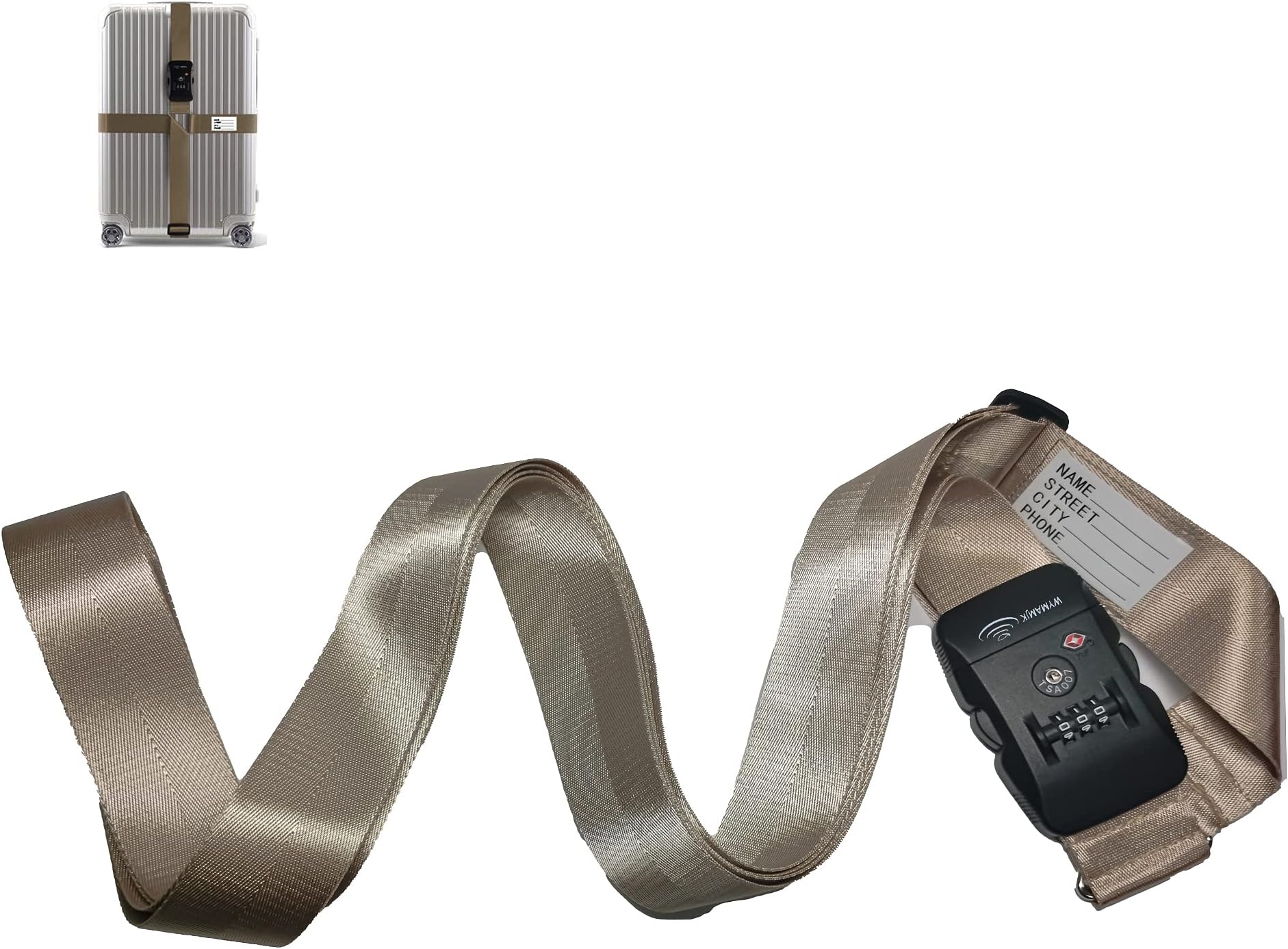 TSA Luggage Straps with Combination Lock Adjustable Non-Slip Cross Strap for 20-34 inch suitcases Travel Suitcase Belt (Khaki)