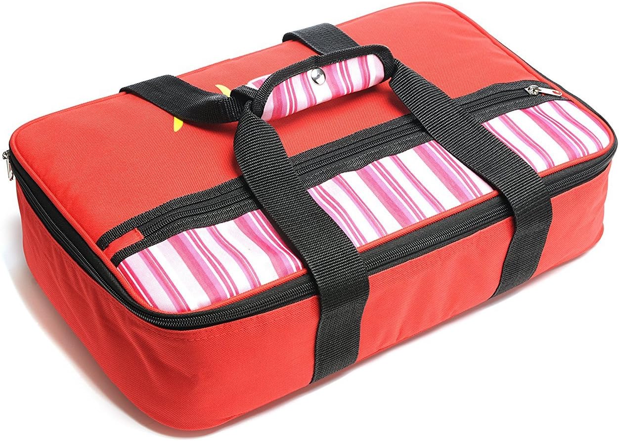 Insulated Casserole Carrier – Hot & Cold Food Keeper– 16.5 x 4.2 x 10.5 inches – 600D Polyester and 10mm EPE Foam with Aluminum Coating