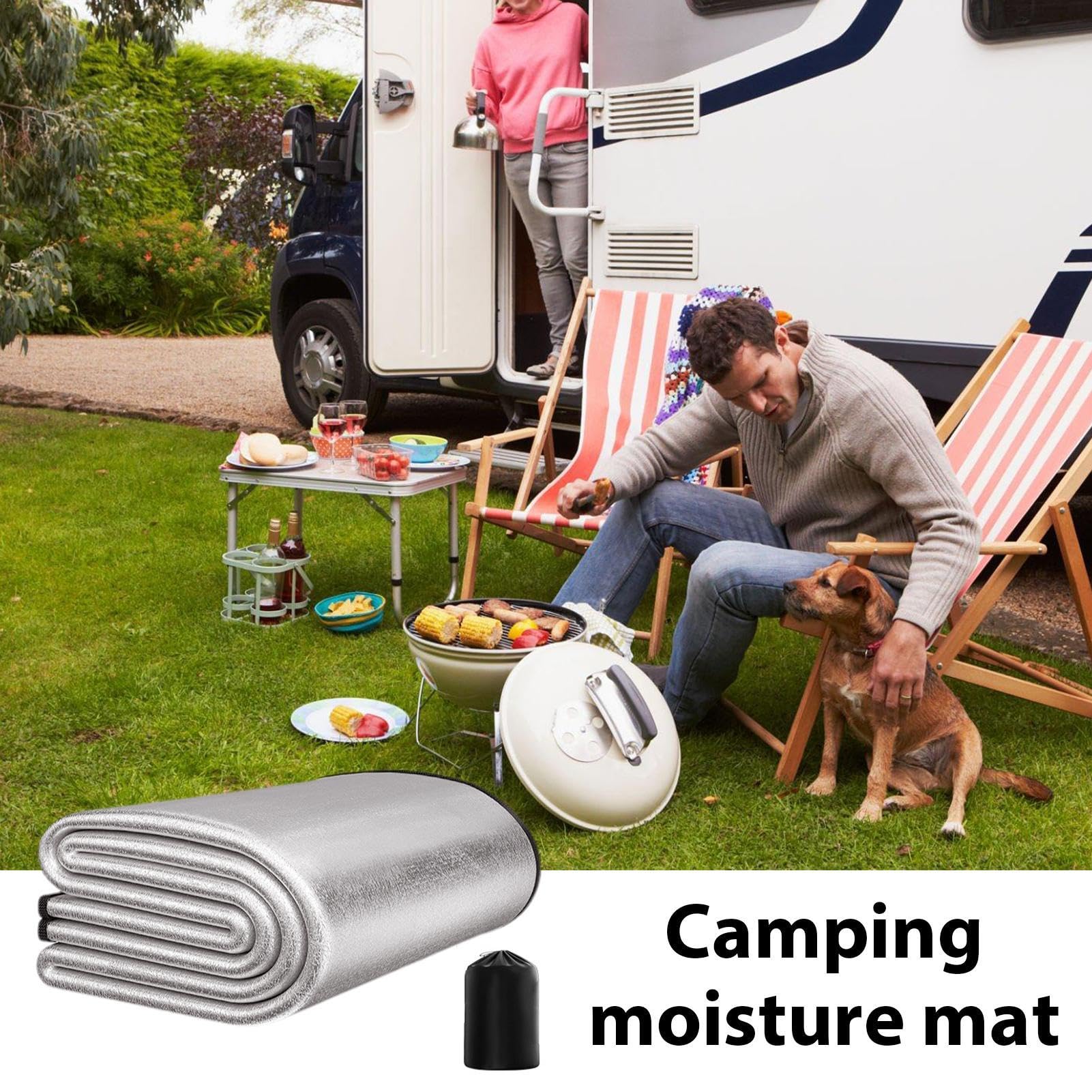 1pc Outdoor Moisture-proof Mat, Aluminum Foil Picnic Mat, Portable Outdoor Tent Mat, Suitable For Beach And Dormitory Use