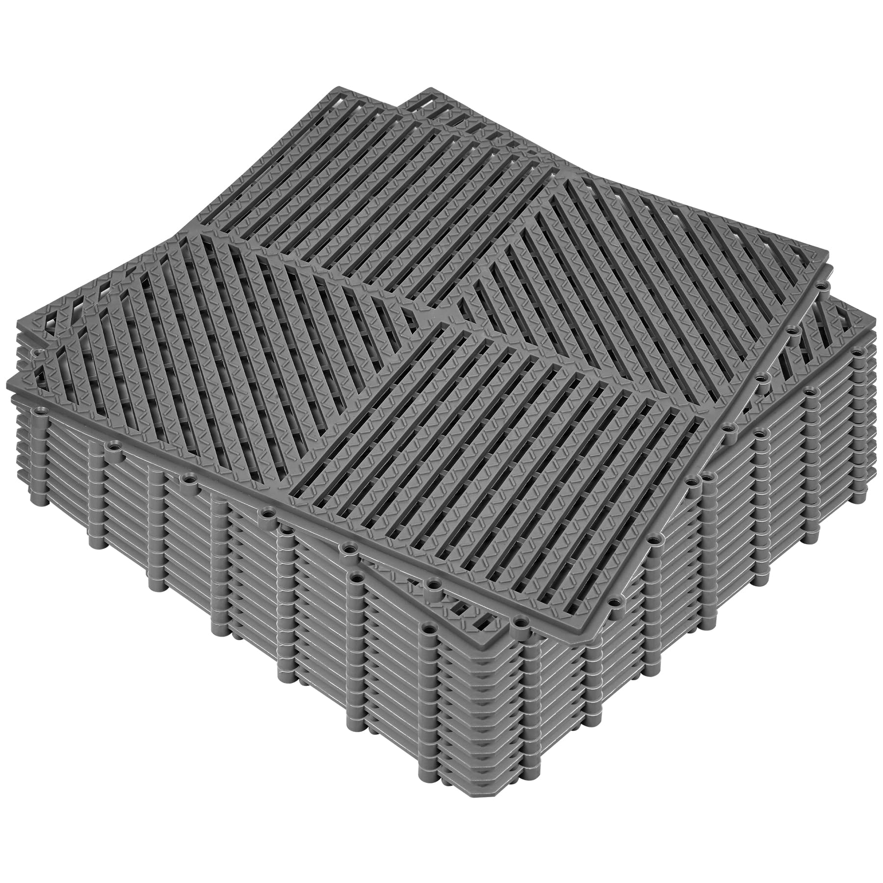 ToLanbbt Modular Interlocking Cushion 12P 11.8" x 11.8" Interlocking Rubber Floor Drain Holes Non-Slip Splicing Drainage Mats for Deck, Shower, Kitchen, Drain Pool, Sauna Bath (Dark Grey, Diagonal)
