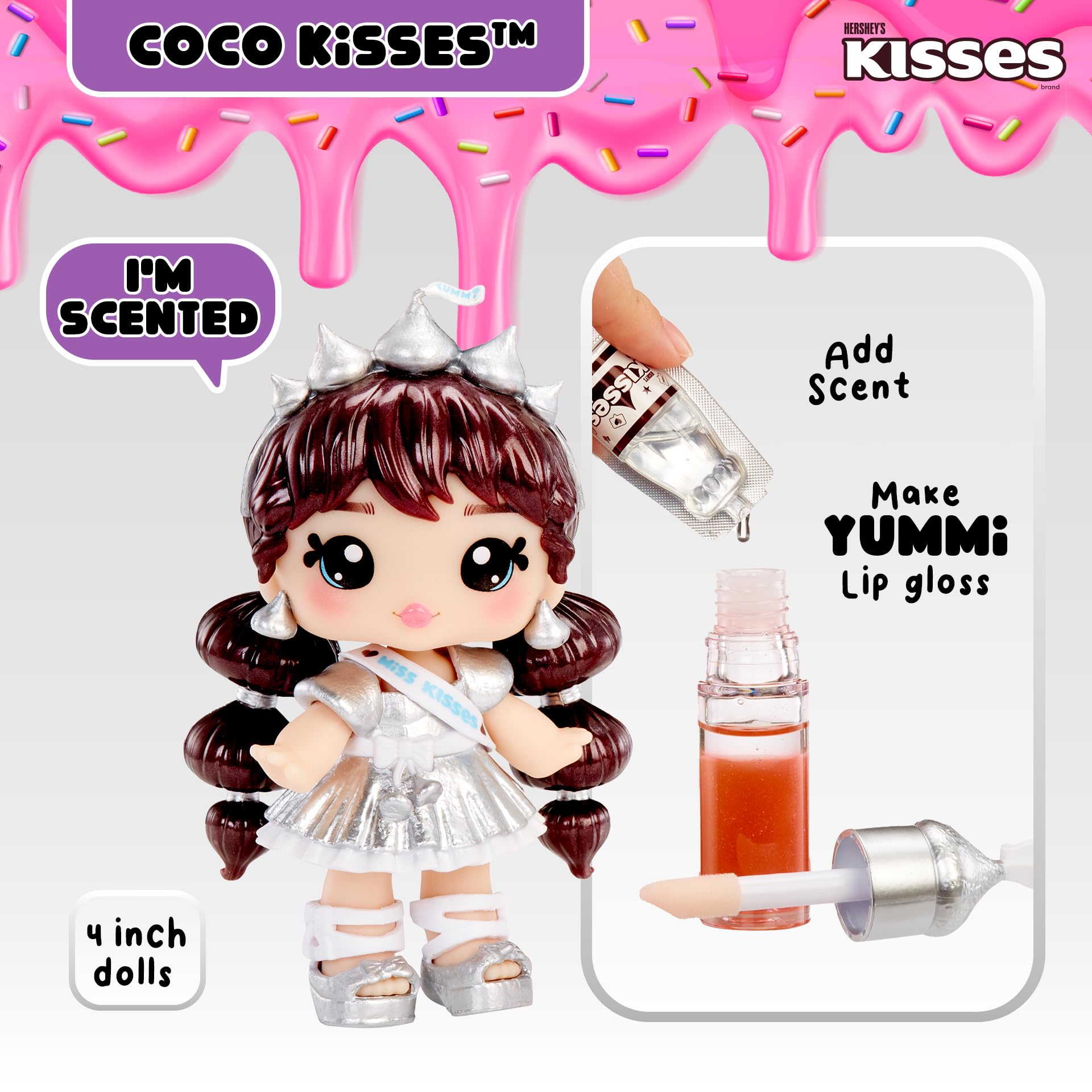 Yummiland x Licensed Sweets Lip Gloss Doll: Hershey’s Kisses, Coco Kisses, Includes 1 Doll - Image 4