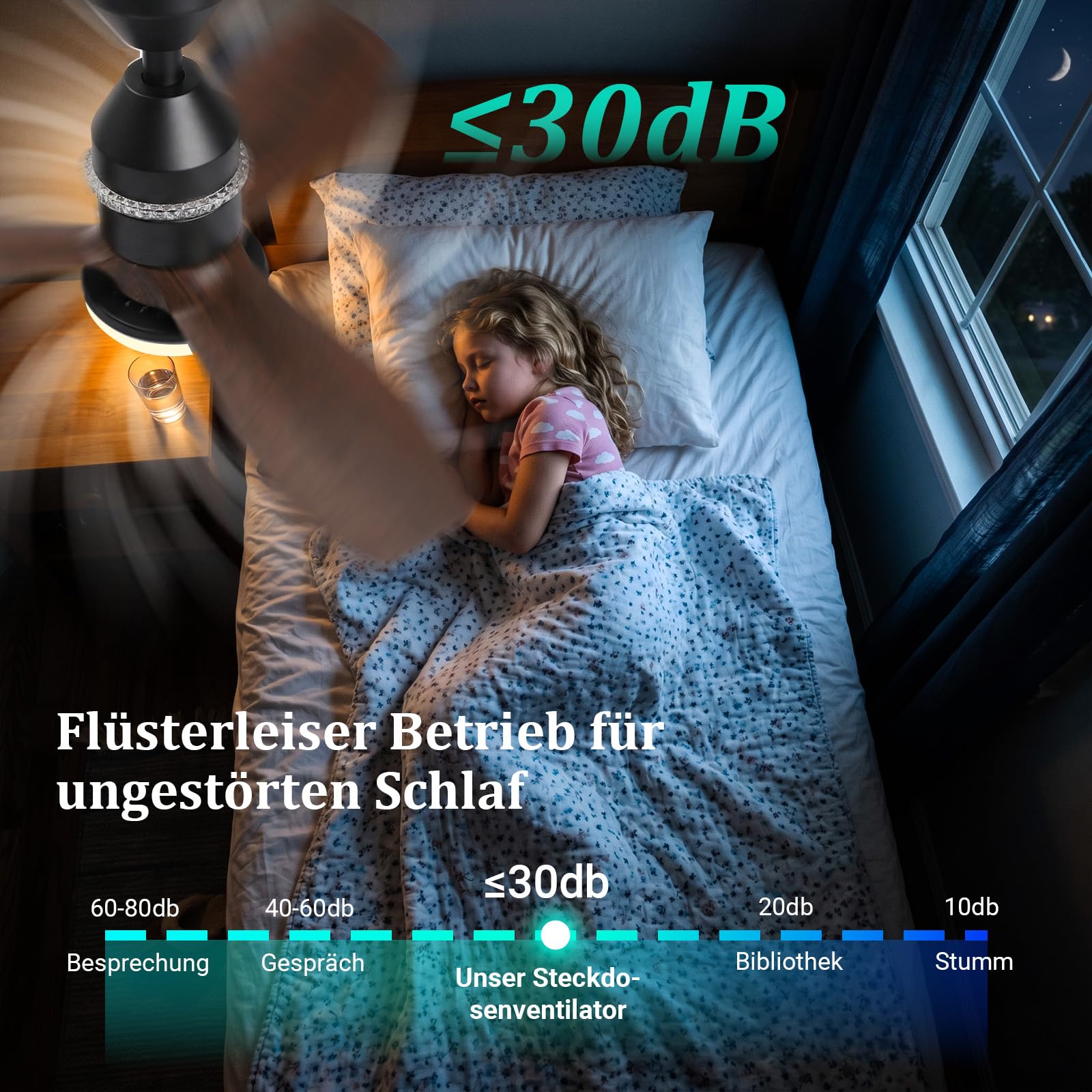 Smart Deckenventilator mit Beleuchtung, Bluetooth-Musik, Ø61cm RGB Dimmbar Deckenleuchte mit Ventilator, 3000-6500K, 3 Geschwindigkeit, Reversibel DC, für Schlafzimmer Kinderzimmer Garage