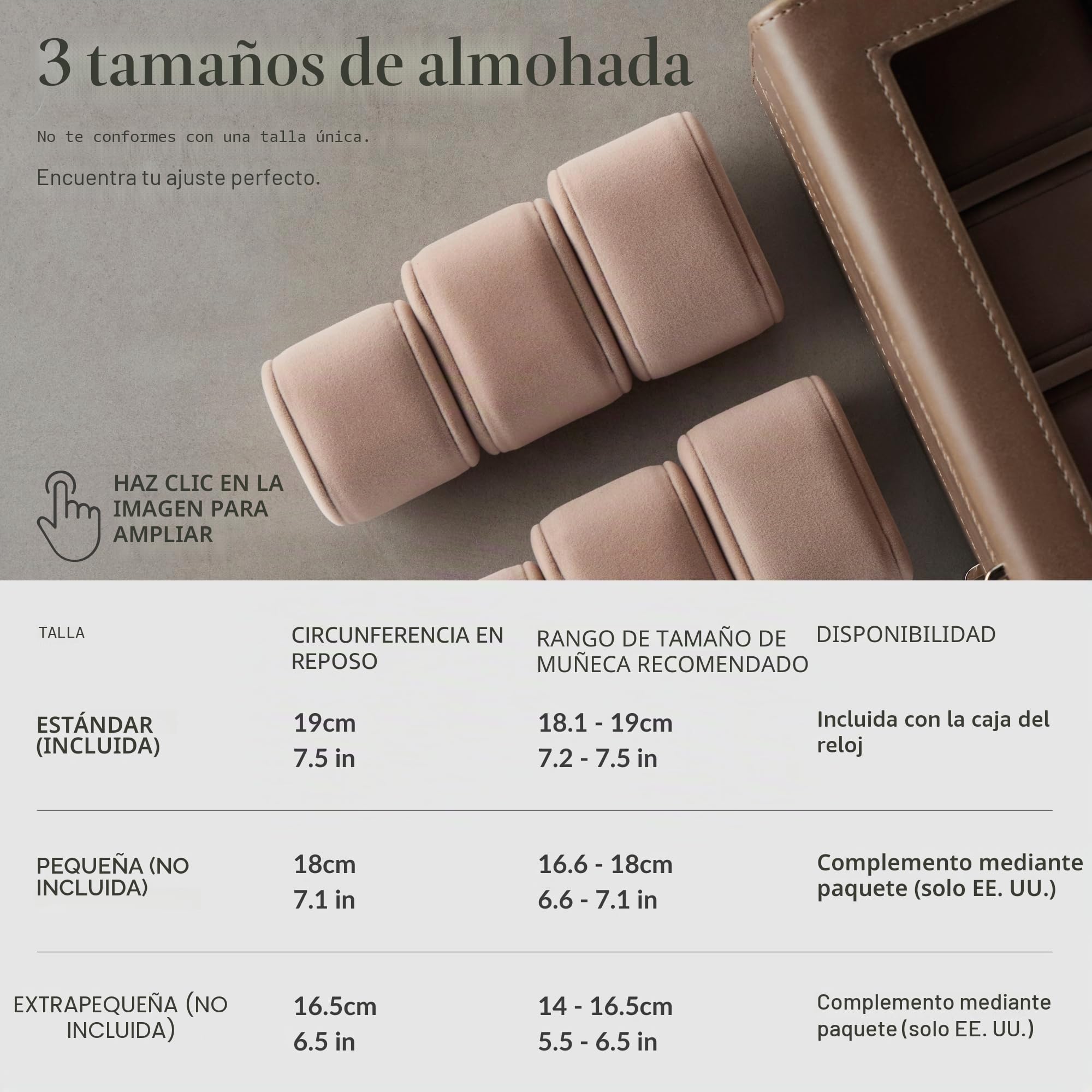 TAWBURY Caja de reloj de 8 ranuras, unisex, con cajón de almacenamiento, pantalla de cristal real y almohadas extra anchas para relojes grandes (gris pardo)