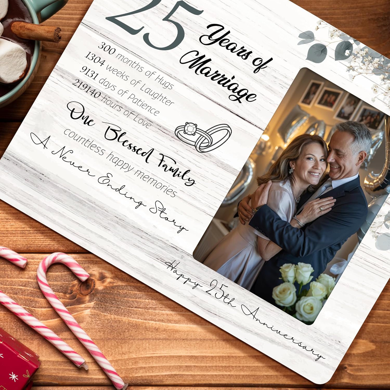 25th Wedding Anniversary Picture Frame Gifts for Couple, 25 Year Anniversary Frames Gifts for Wife Husband, 4x6 inch Photo - Image 3