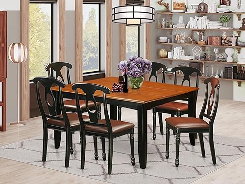 Miniatura 2 de Juego de comedor de 7 piezas mesa de comedor y 4 sillas de comedor de madera