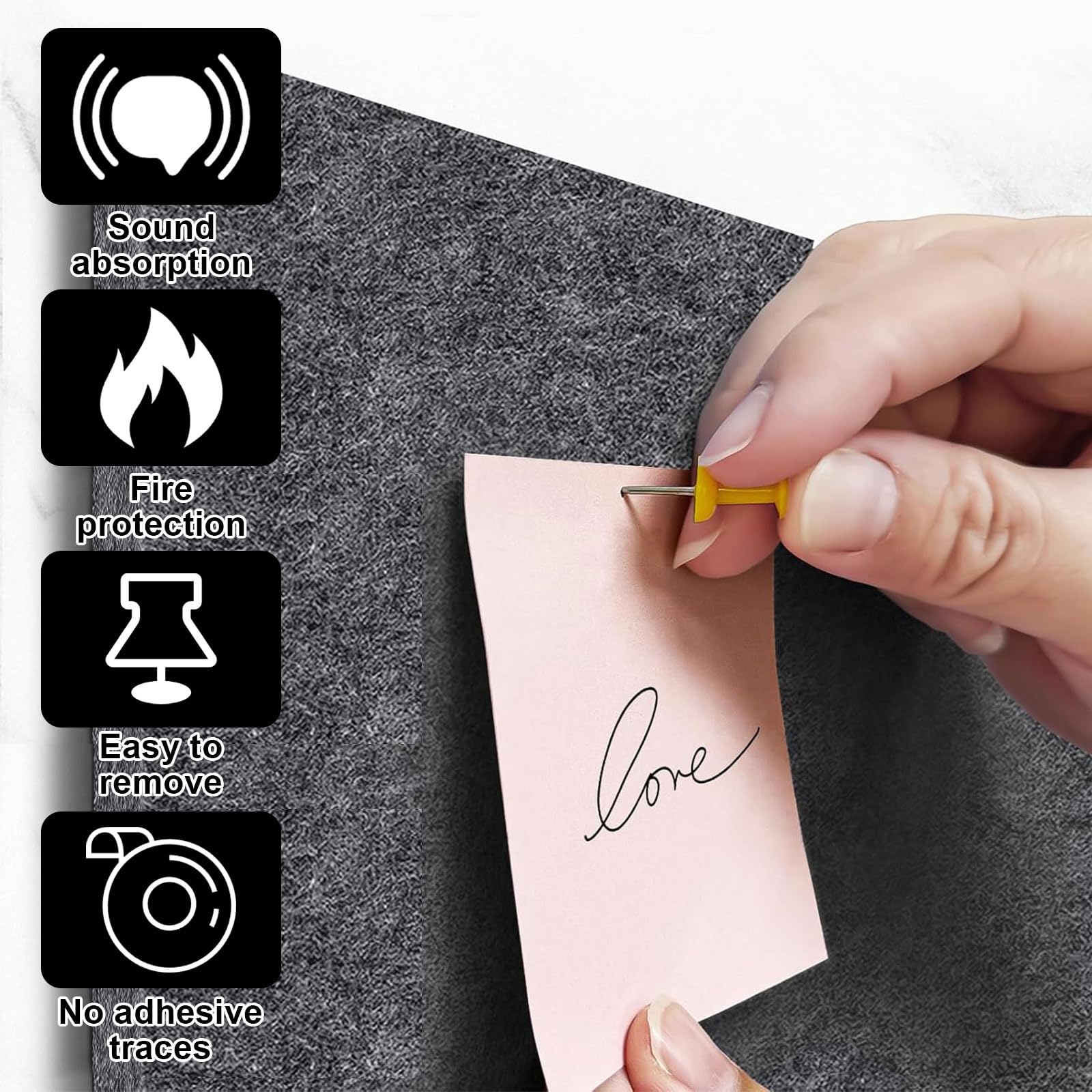 Große Filz Pinnwand 90x60cm - 6-teiliges Set Mit Pins & Klebetabs Für Büro & Zuhause