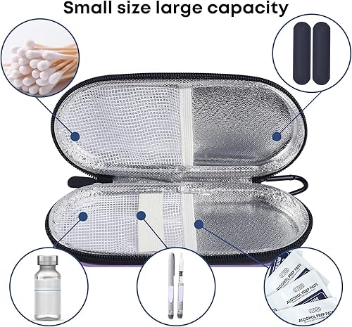 Miniatura 5 de MOSLA Estuche de viaje para diabéticos, bolsa de enfriamiento aislada con 2 bolsas de hielo para bolígrafos de insulina y otros suministros para