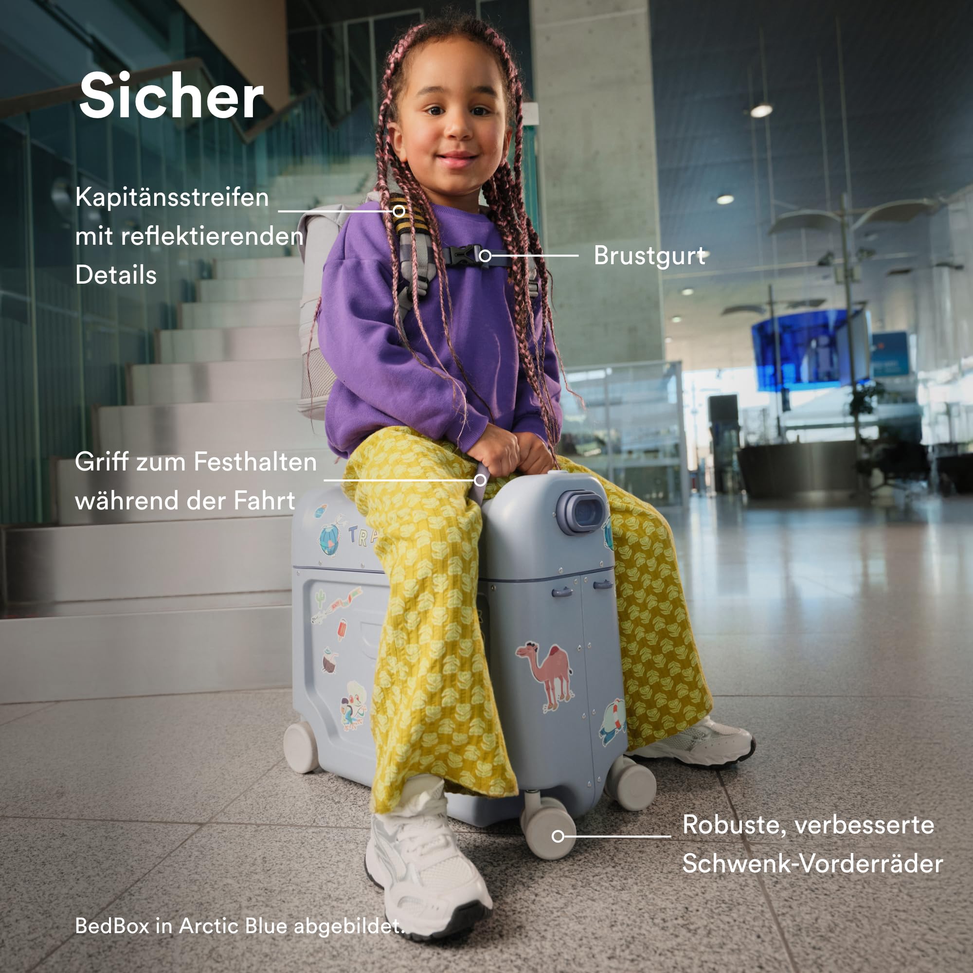Stokke JetKids Travel Bundle, Hazy Lilac - Enthält den BedBox Aufsitzkoffer & das Backpack - Ideal für Kinder von 2-7 Jahren (bis 35 kg)