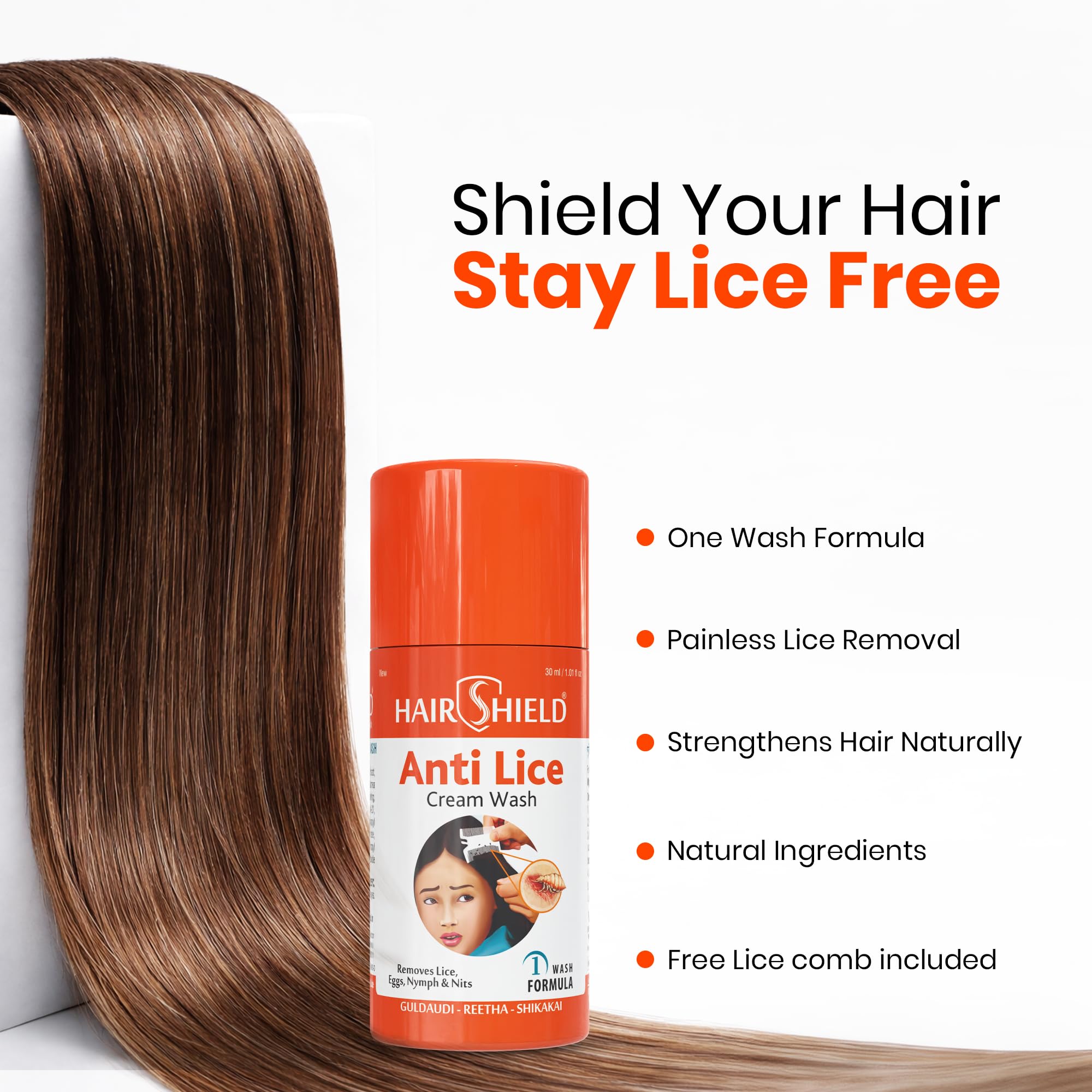 Hairshield Anti Lice Cream Wash | Made with Guldaudi, Reetha & Shikakai | Trusted by Mothers | Safe for Babies, Children, Men & Women | Pack of 2