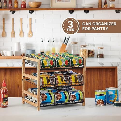 Miniatura 2 de Organizador de latas para despensa de 3 niveles, organizador de almacenamiento de latas, organizador de latas de soda, capacidad para hasta 36