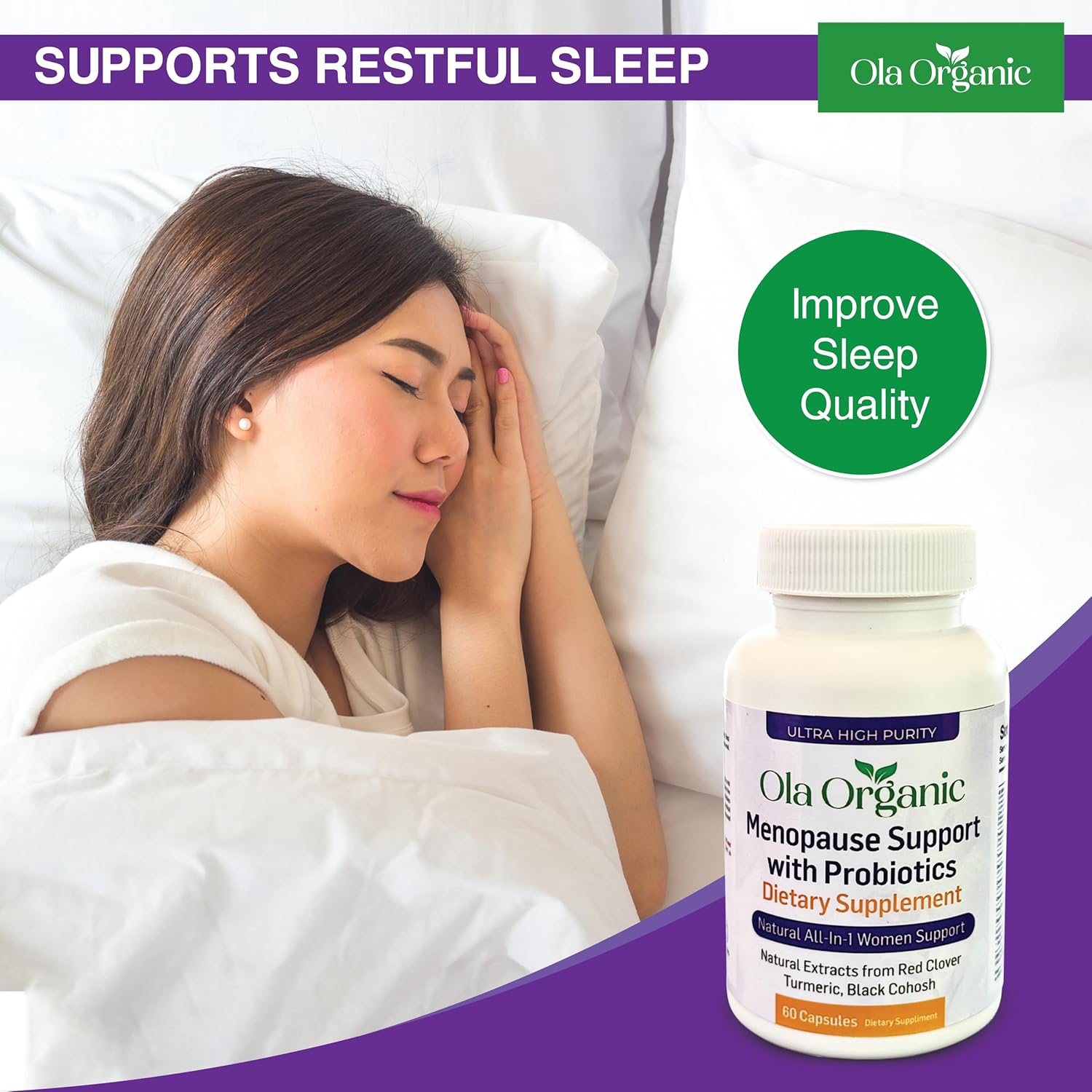 Menopause Support Supplement – Red Clover, Black Cohosh, Chasteberry, Dong Quai, Turmeric – Astragalus & Prebiotics – Supports Women’s Health & Midlife Balance – 60 Capsules - Image 5