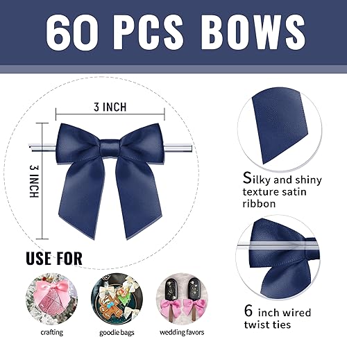 Miniatura 81 de RainbowPana - Paquete de 60 lazos de corbata de lujo, lazos de satén amarillos de 3 pulgadas, decoración de manualidades premontadas para paquete