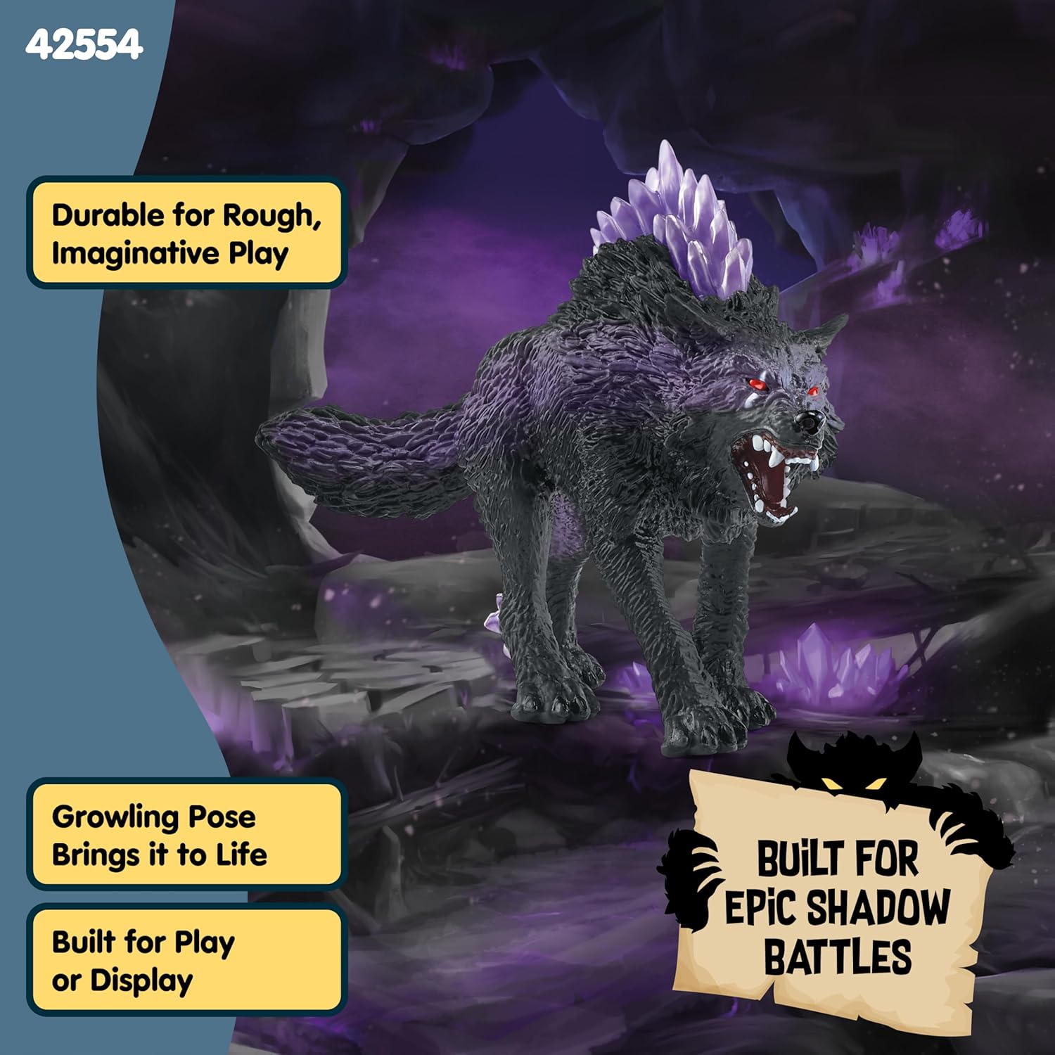 Schleich Eldrador Creatures - 7" Shadow Wolf Figurine - Fun Fantasy Animal Figure for Imaginative Play for Boys and Girls - Durable Black Beast Toy - Cool Monster Toys for Kids Ages 7+ | 42554