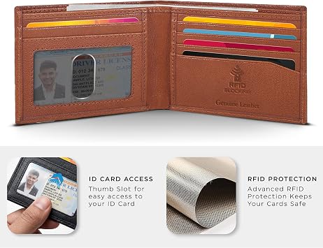 Oak Leathers Slim Leather Wallet for Men - RFID Wallets 6 Credit Card Holder Ultra Thin Gift for Mens, Front Pocket Minimalist Design (Tan Tuscany)