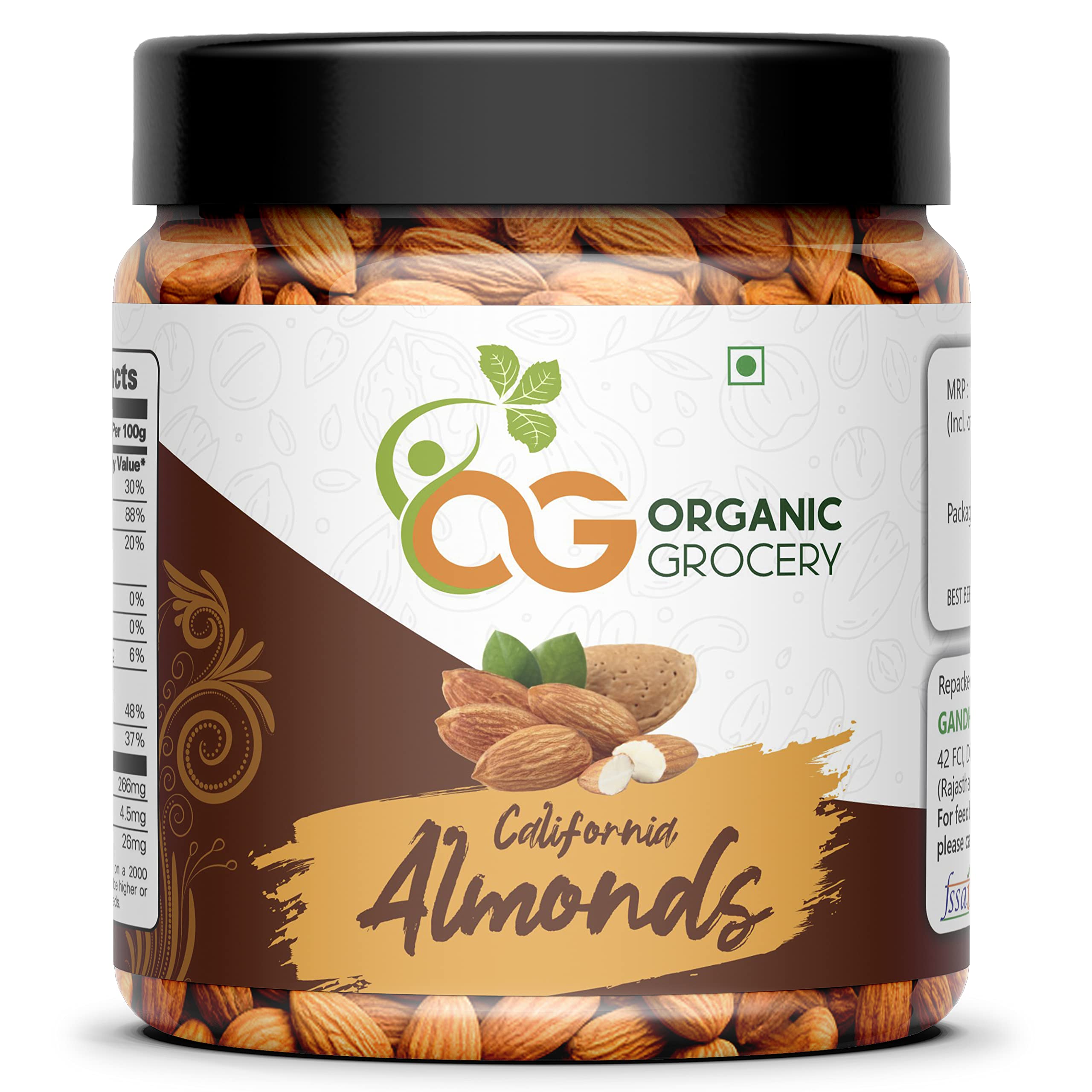 Organic Grocery California Almonds - Badam, Rich in Protein and Increase Stamina - Dry Fruits for Healthy Morning (250) JAR| Special For Diwali Festival Celebration | Festival Gift Hamper | Deepawali Gift Pack For Family, Friends, Corporate Office Gifts Combo Diwali Celebration gift pack hamper