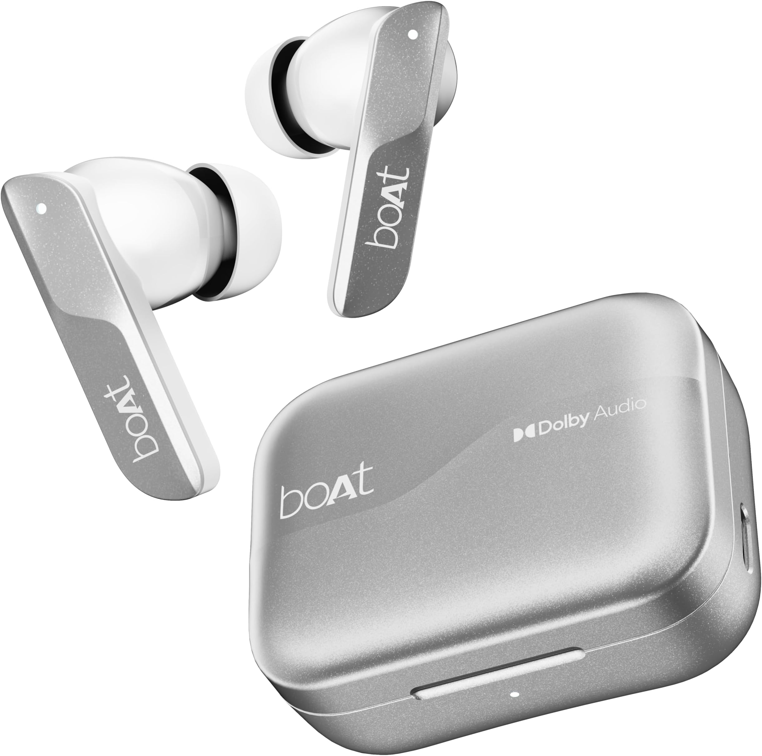 Boat Airdopes 800, Dolby Audio, Adaptive EQ by Mimi, 4Mics AI ENx, App Support, Fast Charge, IPX5, v5.3 Bluetooth TWS in Ear Earbuds Wireless Earphones with mic (Interstellar White)