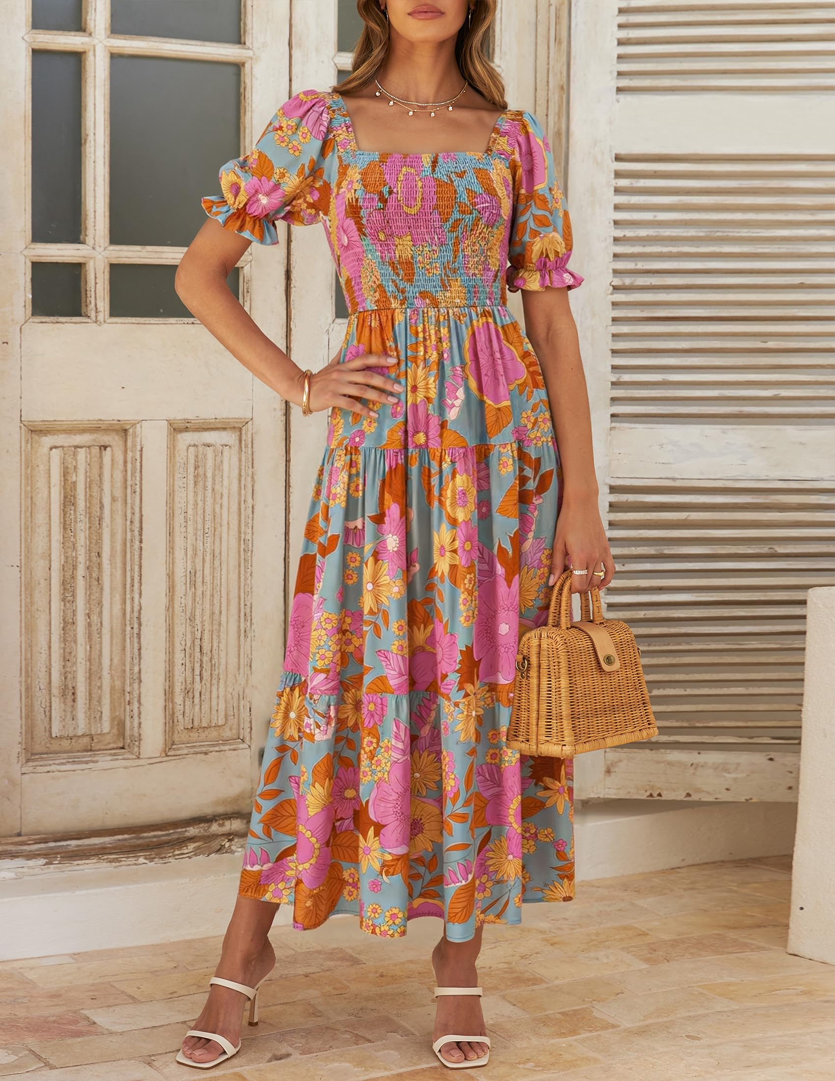 ZESICA Ruffle Swing Maxi Dress Casual Mujer