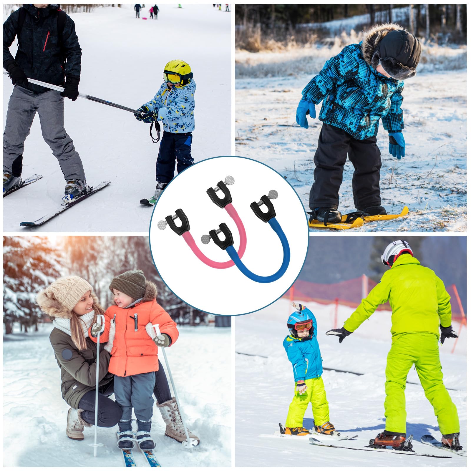 Connecteur de Pointe de Ski avec Entretoises pour Enfants Accessoires de Snowboard Rose Bleu