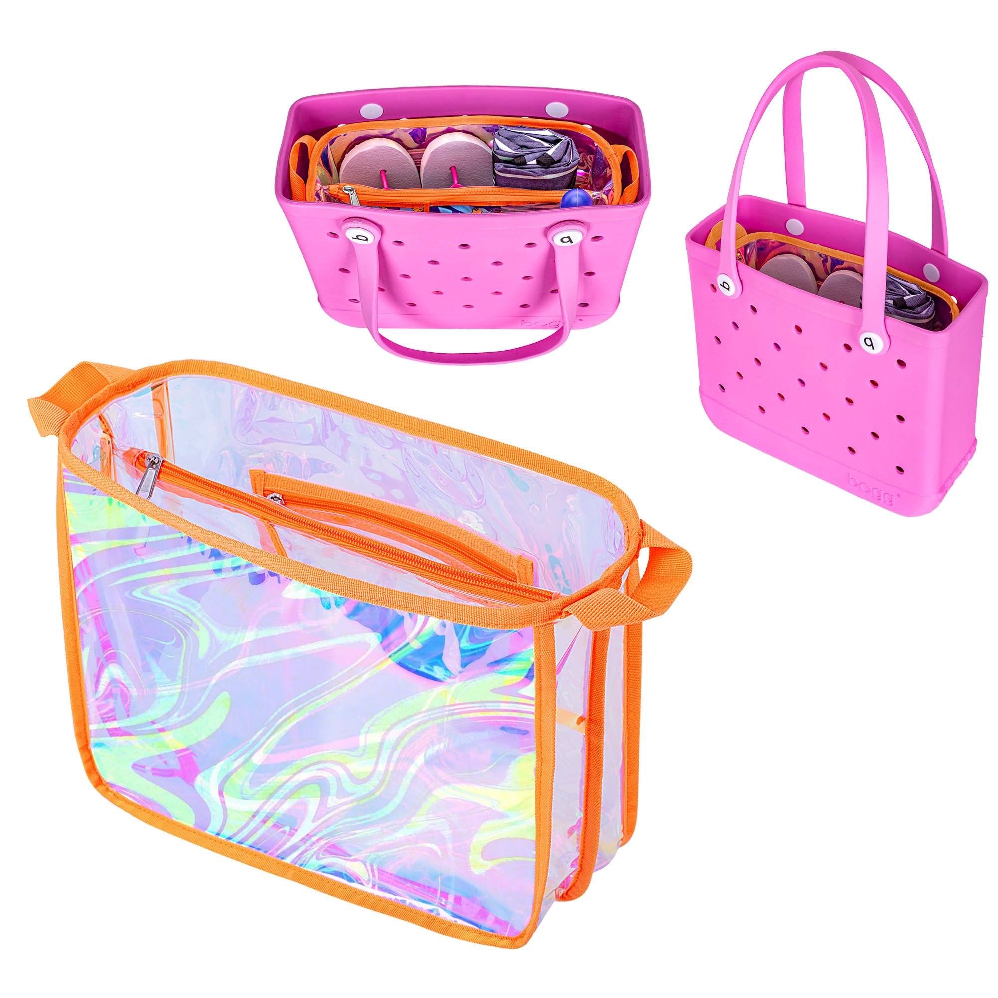 Rexmica Iridescent Beach Bag Organizer Insert (12.4in x 10.2in x 4.3in) Compatible with Bogg Bag(15in x 13in x 5.25in), Beach Bag Insert Divider Pouch