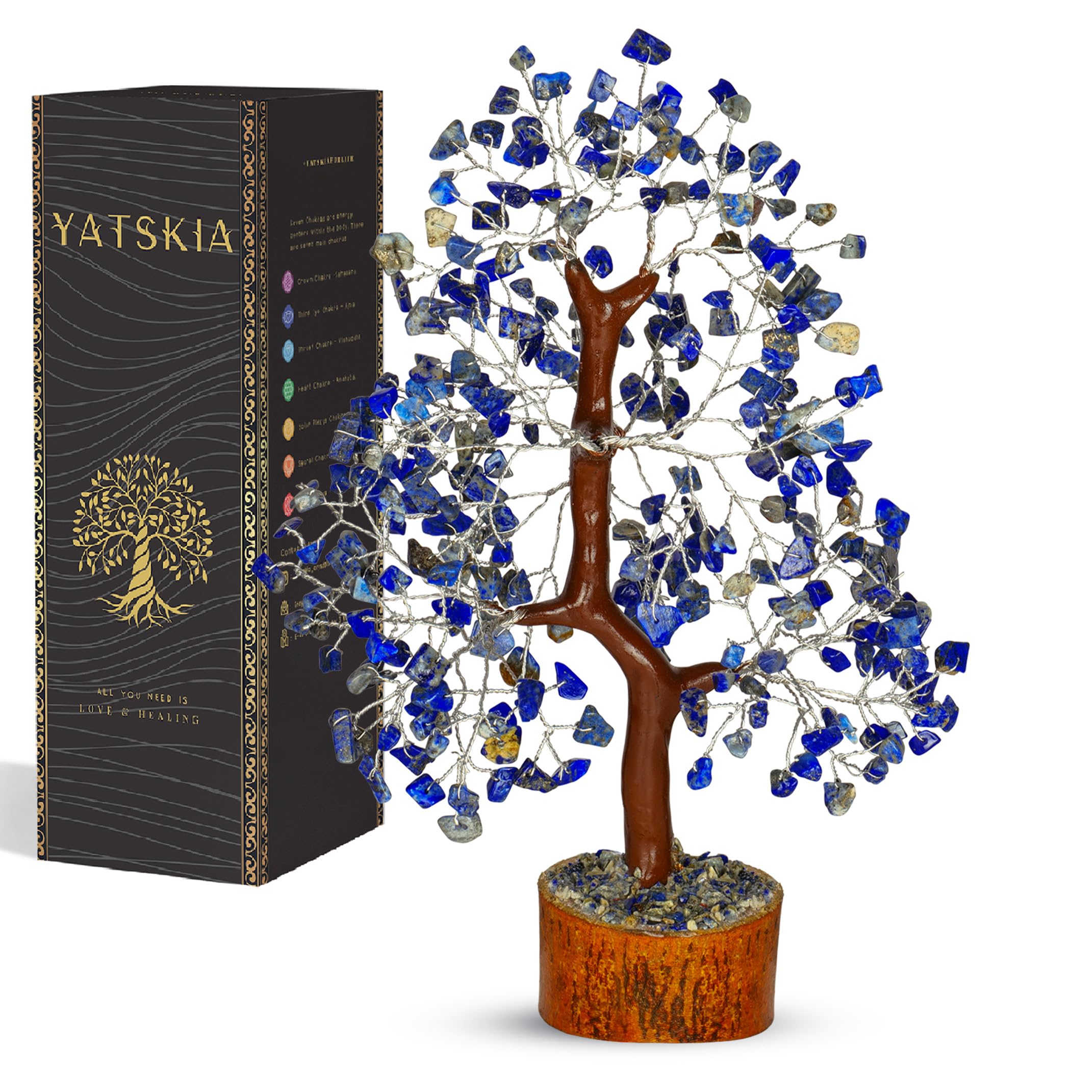 Lapis Gem - Lapis Lazuli Chakra Tree, Crystal Tree, Money Tree, Chakra Tree of Life, Healing Stone, Arbol De La Vida, Gemstones and Crystals, Crystal Tree for Positive Energy, Spiritual Decor for Home