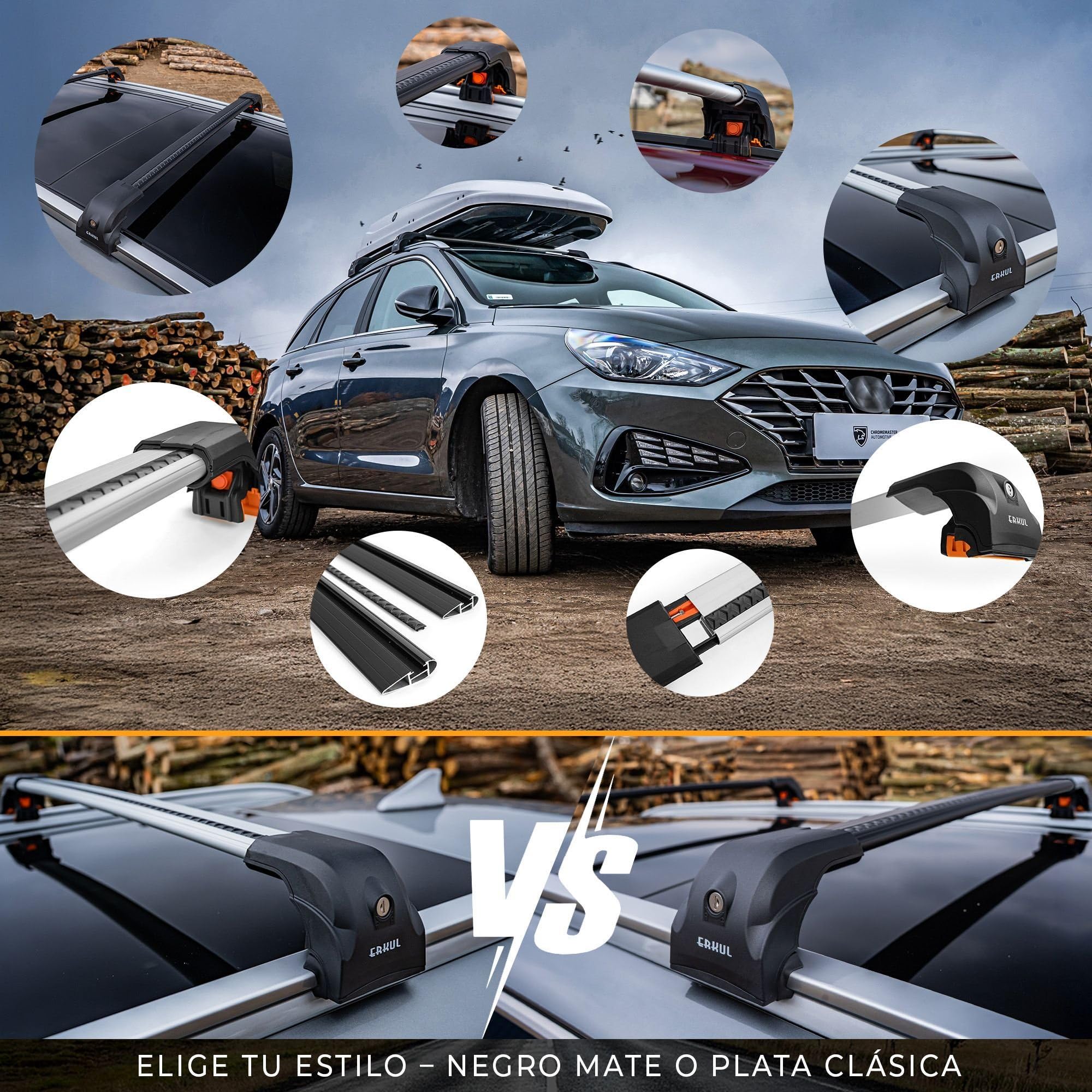 CHROMEMASTER Barras de Techo Compatibles con BMW Serie 2 2015-2022; Portaequipajes de Techo Compatible para Cofres, Portabicicletas, Escalera | Ideal para Vacaciones, Viajes y Uso Diario