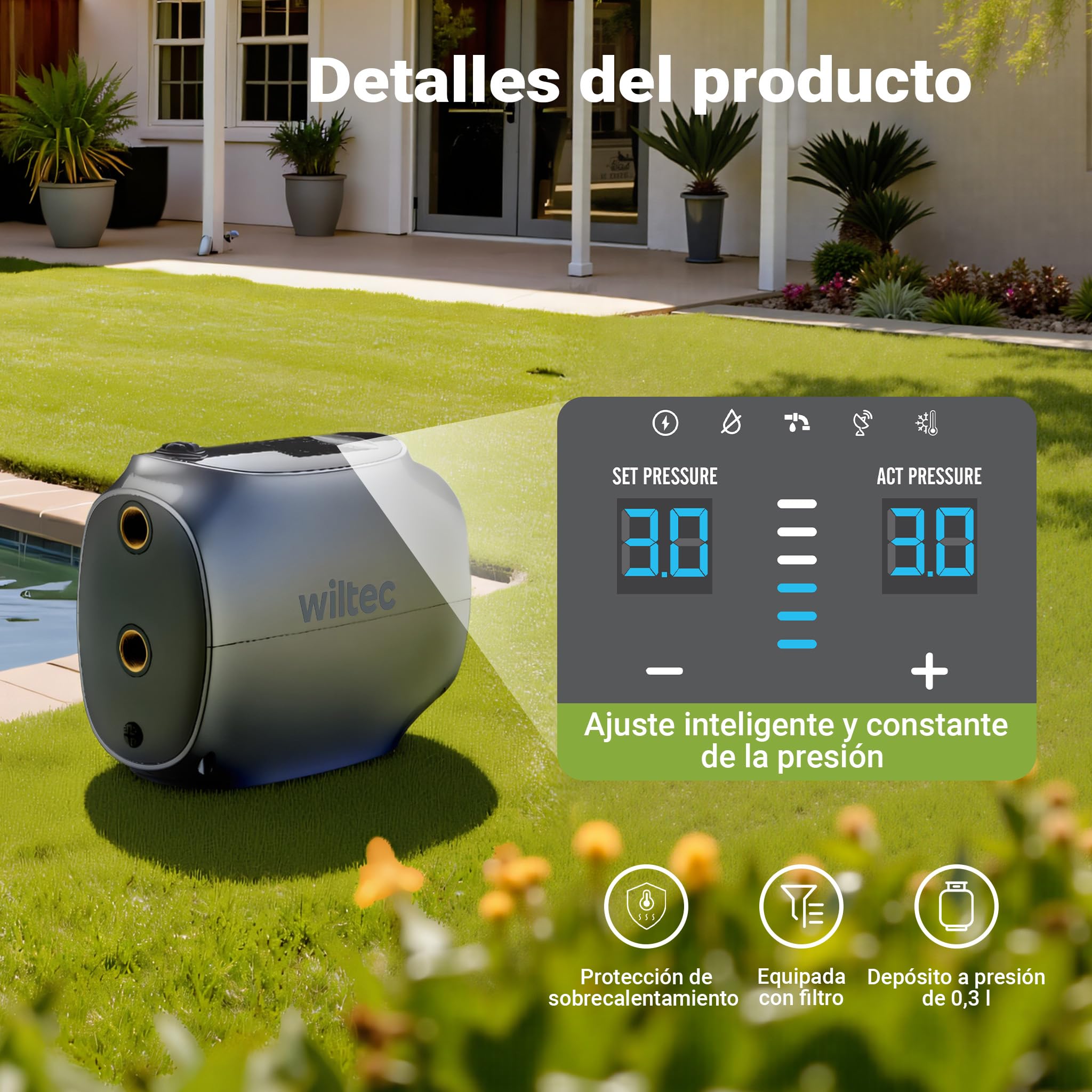 Wiltec Bomba centrífuga magnética 750 W bomba de acoplamiento magnético con altura de impulsión 55 m para casa y jardín