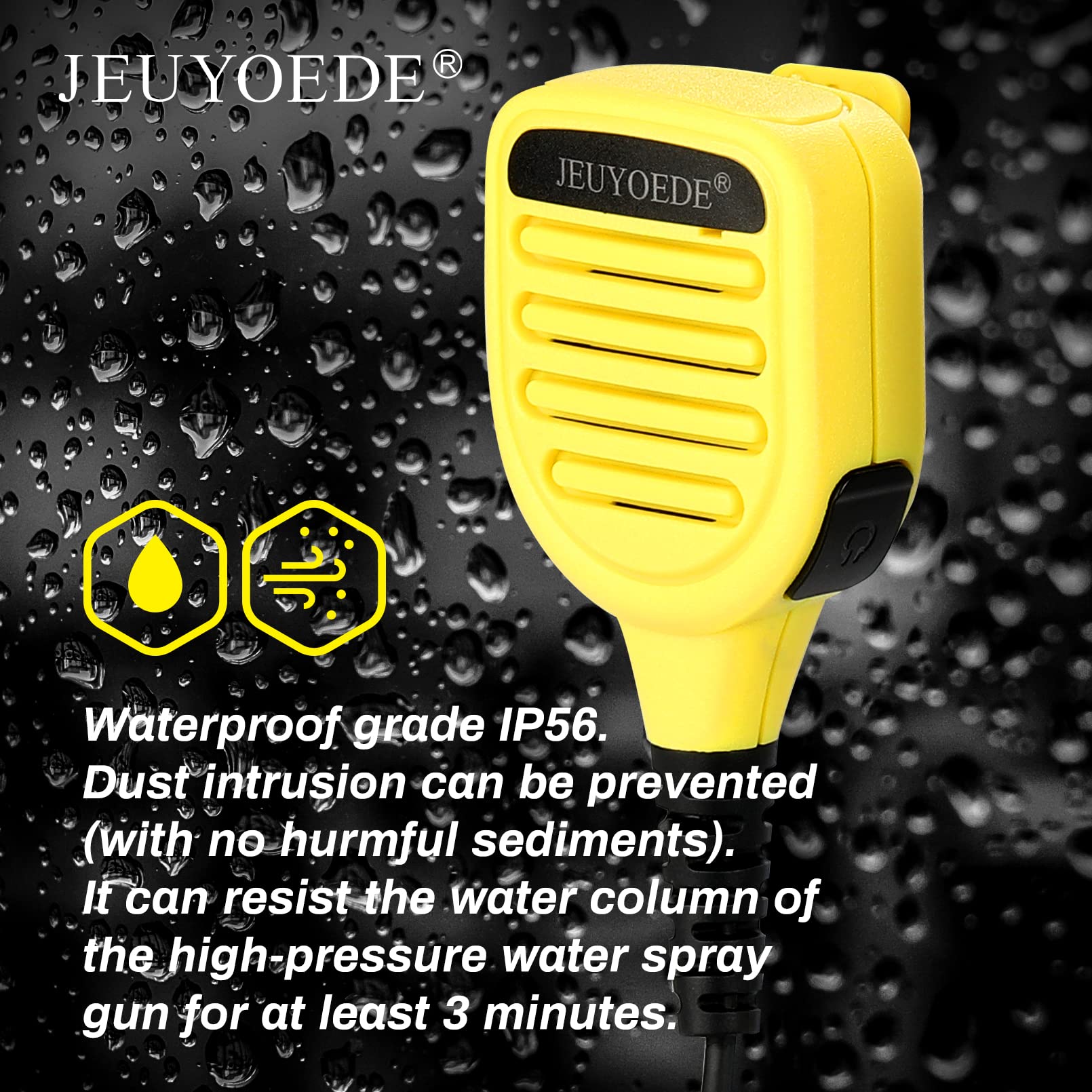 Micrófono de radio impermeable con control remoto, walkie talkie de mano, con conector de audio de 3,5 mm, compatible con Motorola XPR3300, XPR3300e, XPR3500, XPR3500e, color amarillo
