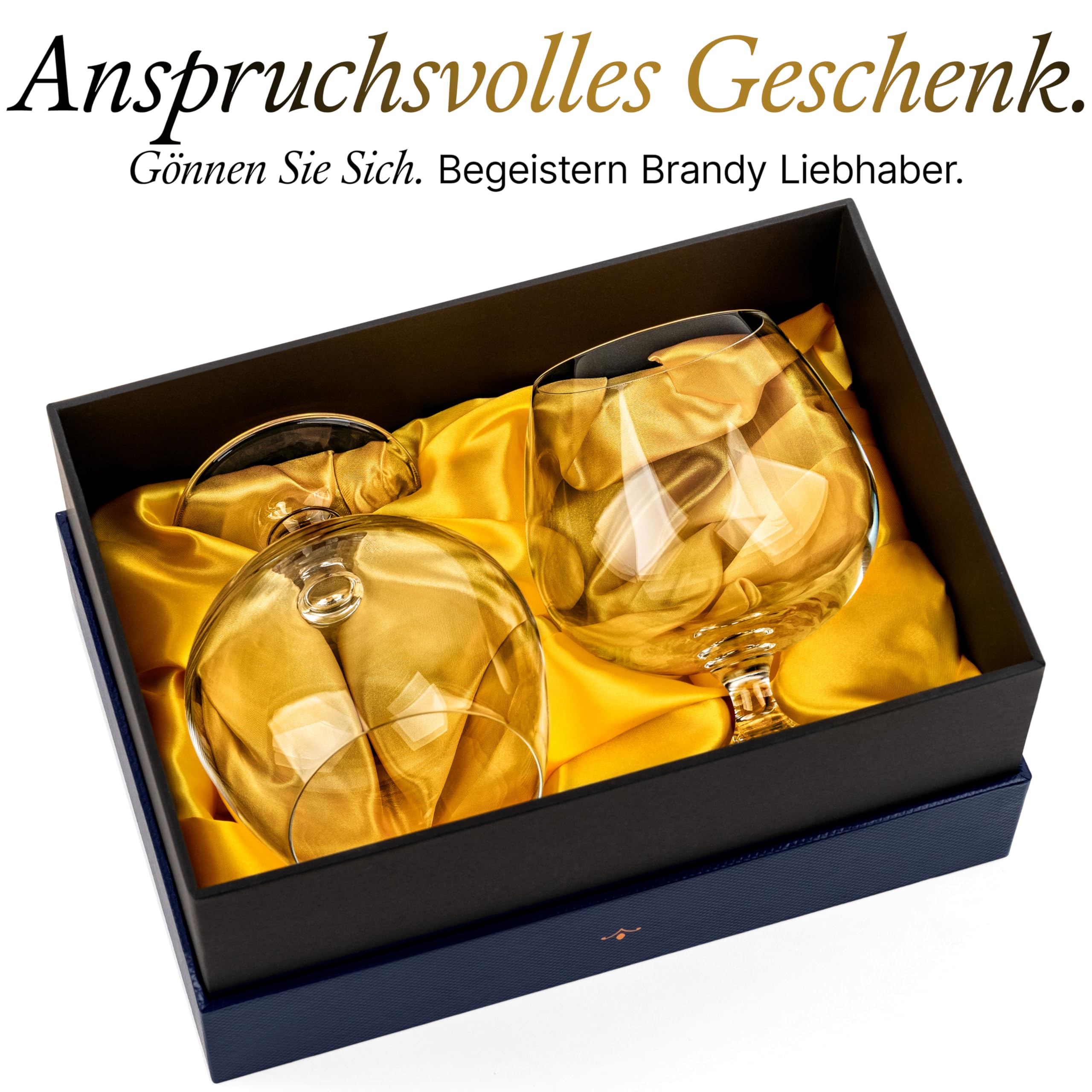 GLASSIQUE CADEAU Große 620 ml Brandy, Cognac und Armagnac Gläser | 2er Set | Kristall Spülmaschinenfest Cognacschwenker mit Kurzem Stiel | Cognacgläser Geschenkset