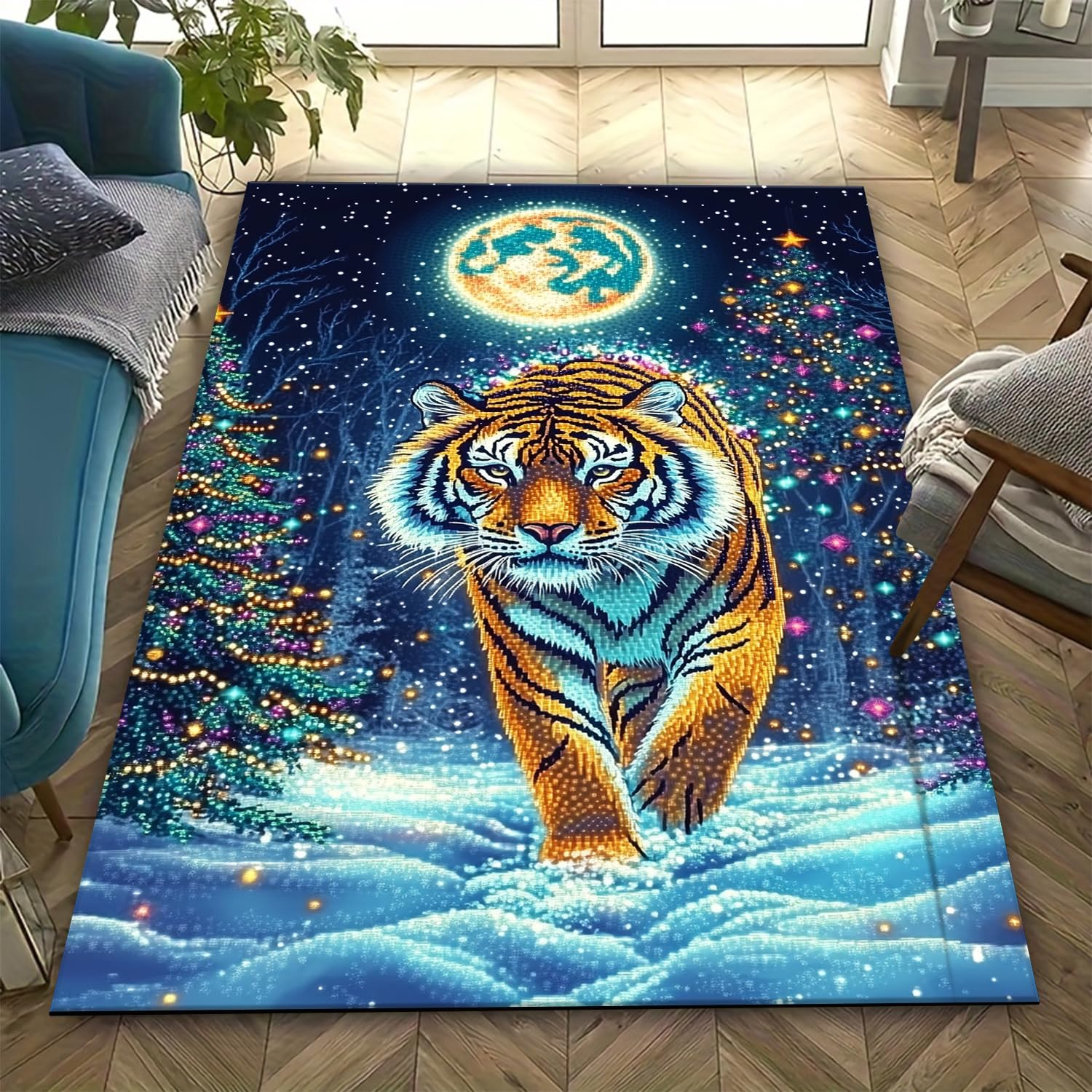 Tapis anti-fatigue moelleux tigre 3D lavable pour en finir avec les sols froids