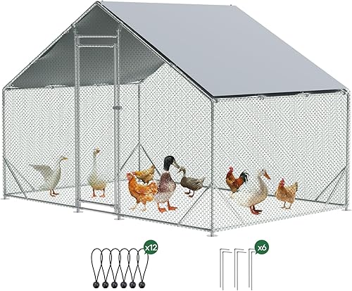 Miniatura 21 de Gallinero grande de metal para patio, gallinero de 20 x 10 x 6.56 pies con cubierta para galinas, jaula de pollo resistente, puerta con cerradura