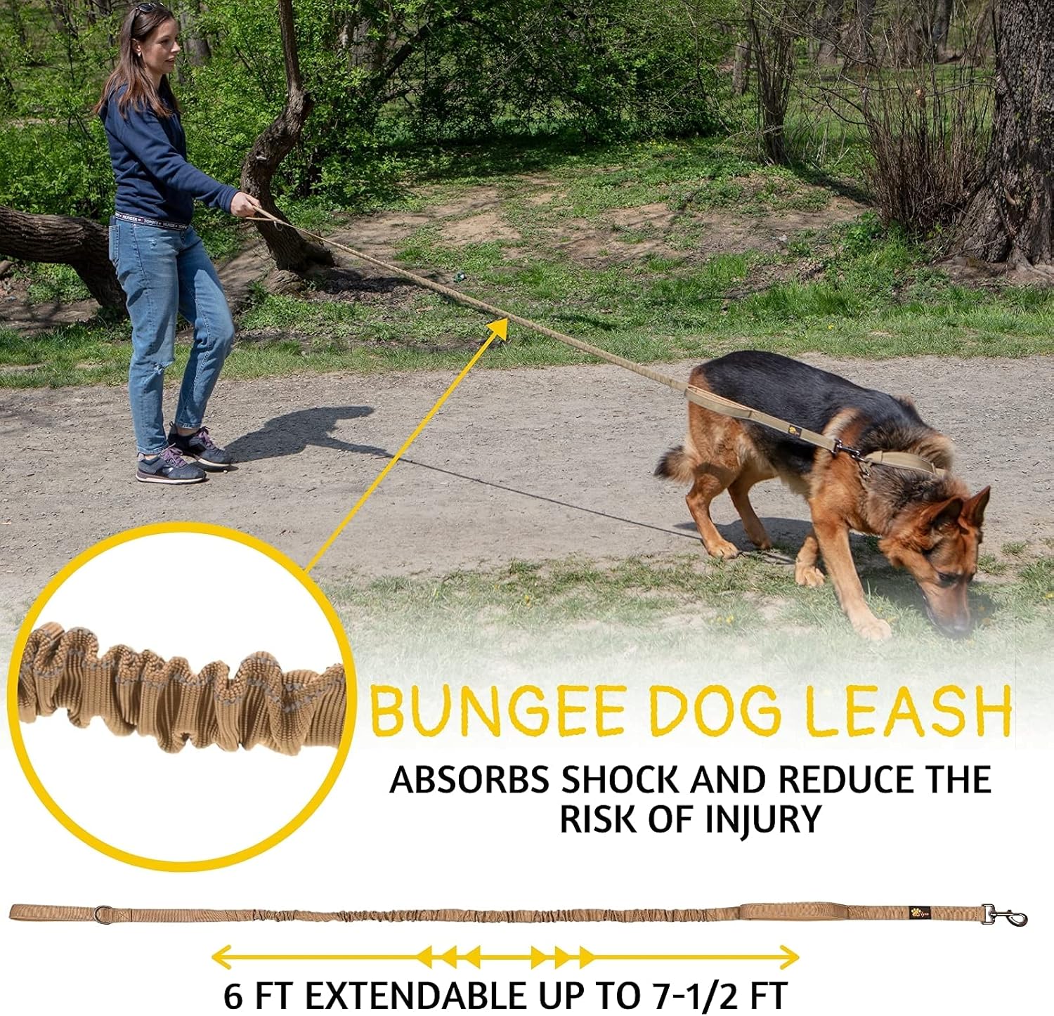 Heavy-Duty Tactical Dog Collar and Bungee Leash for Extra-Large Dogs