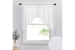 RYB HOME Short Kitchen Curtains, Privacy Linen Valance