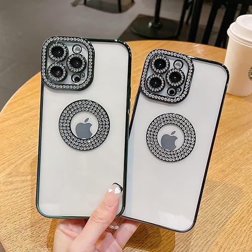 Miniatura 2 de Funda para iPhone 14 Pro Max, protección de cámara con diamantes brillantes y diamantes de imitación, bonita funda brillante con logotipo View Case