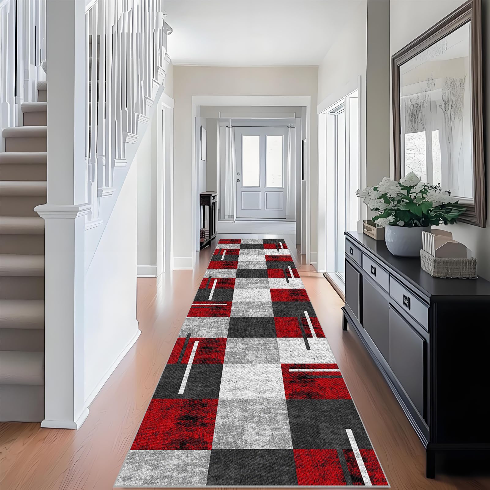 Qemgrste Carpet Runners Non Slip Hallway Runner Rug Kitchen Runner Rug Carpet Runners for Hallways Machine Washable Low Pile Runner Rugs Narrow Rugs Area Rug Runner Rug for Hallway 40 x 80 cm