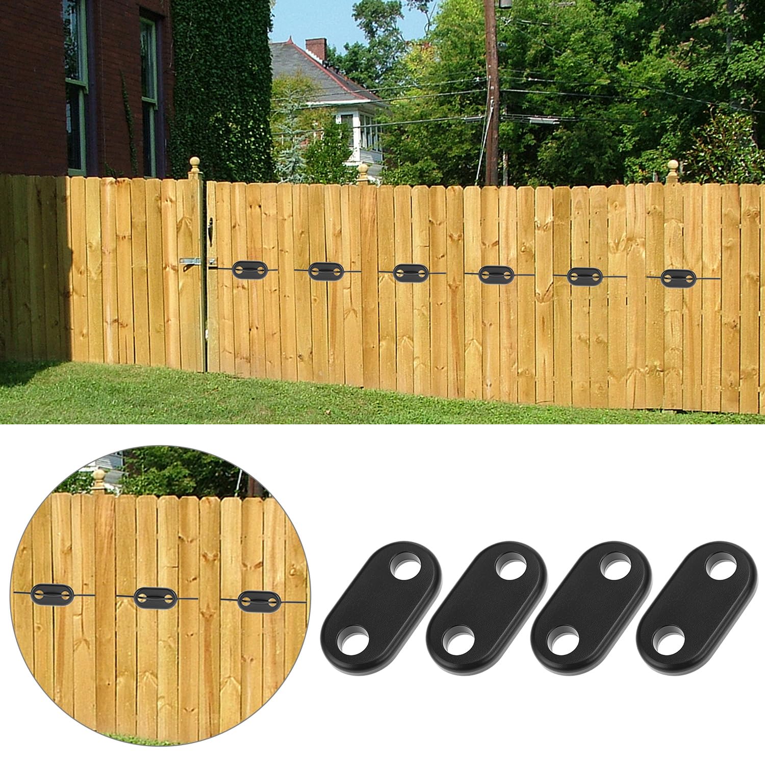QWORK® 200 Pièces Fixation pour Brise-Vue, 100 Plaquettes de Montage en PVC résistantes aux intempéries et 100 Attaches, pour Jardin, terrasse et Balcon
