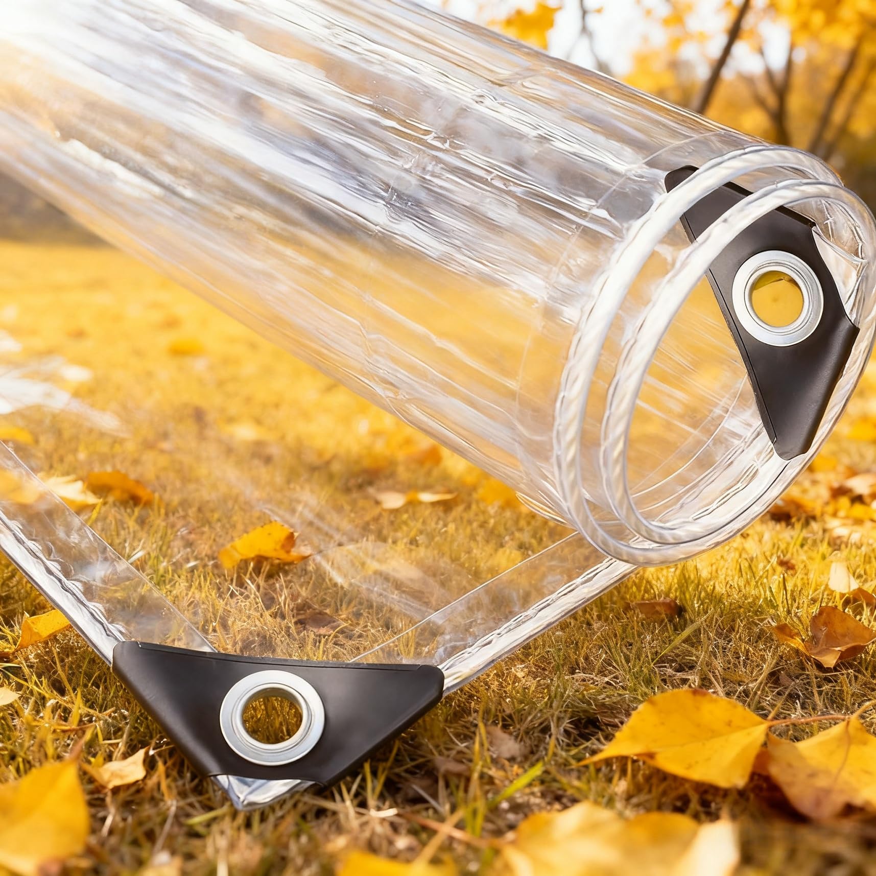 Plane Transparent mit Ösen 165 x 195 cm Wasserdicht Durchsichtig UV Best Ndig, Faltbar Reißfest Wetterfeste wasserdichte Gartenplane für Schutz vor Witterung, A