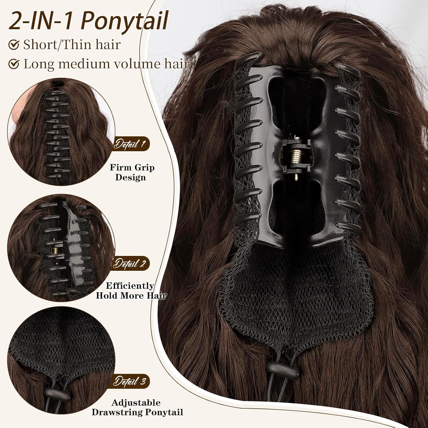 PORSMEER Claw Ponytail Hair Extension 30 inches - Image 2