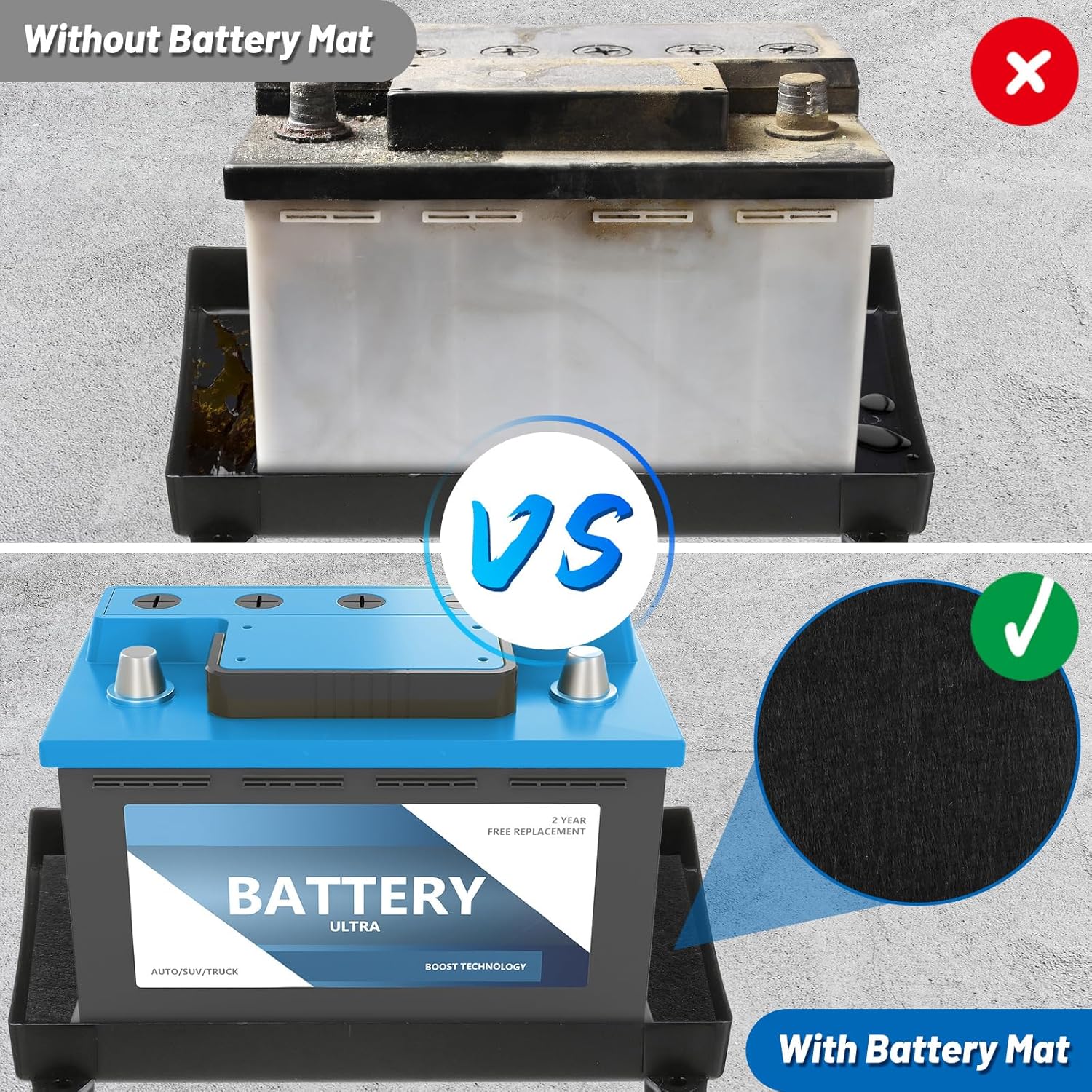 3 Pcs Battery Protector Mat, 8 X 12 Inches Battery Acid Absorber Mat, Anti Shock and Corrosion Mat for Battery, Anti Vibration Pads for Rvs, Cars, Boats and Trucks (3)