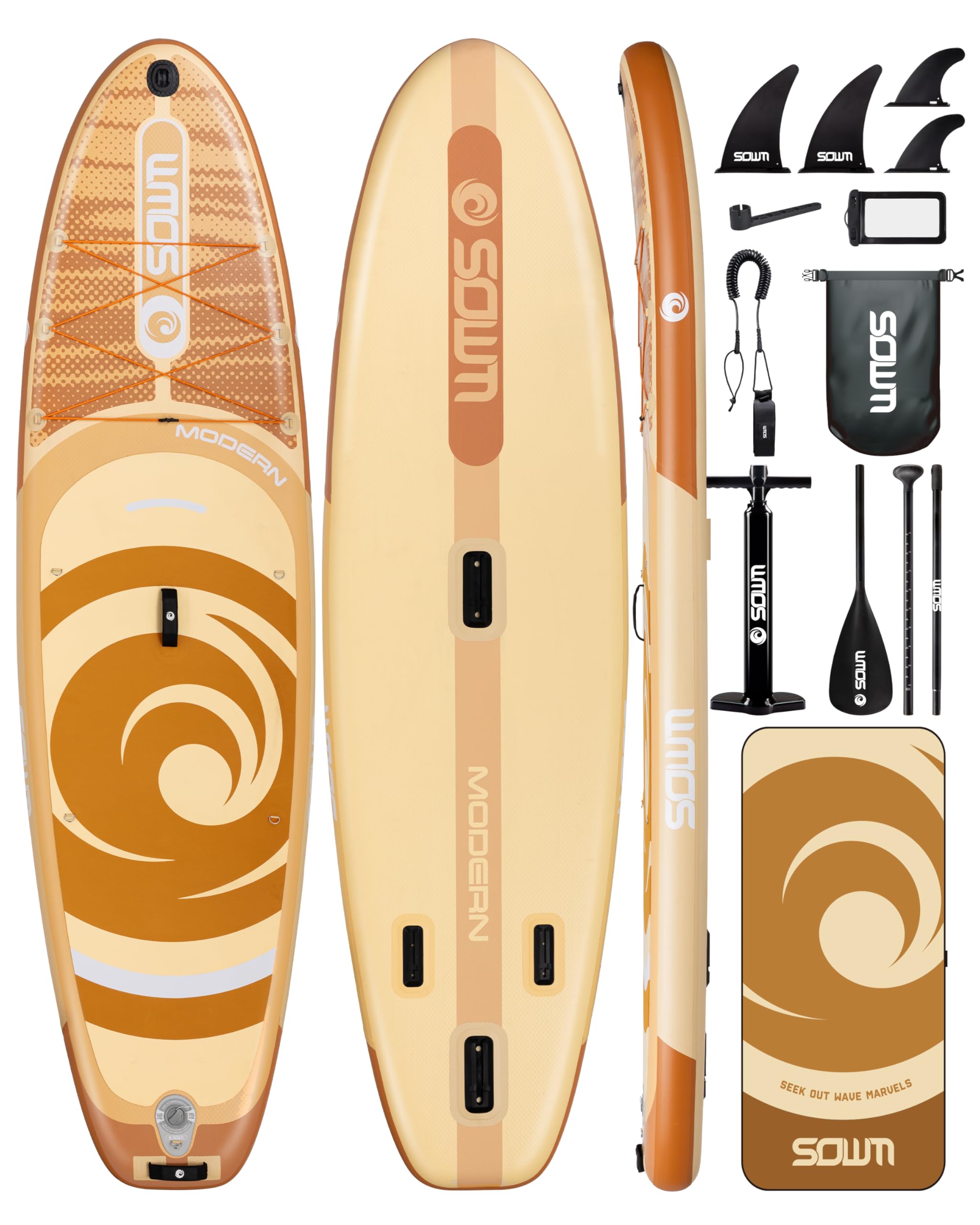 SOWM Inflatable Paddle Boards, Stand Up Paddle Board for Adults Youth of All-Round, 10'6'' x 33'' Extra Wide & No-Slip Sup for Yoga Fishing
